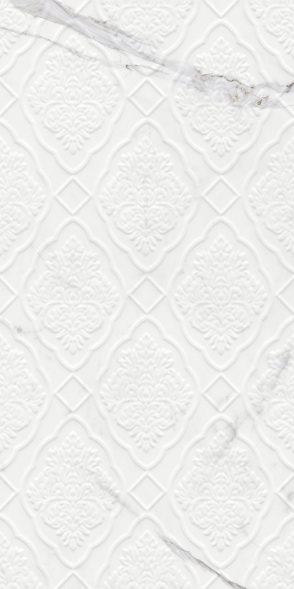 Sandra Glossy White Damask Decor