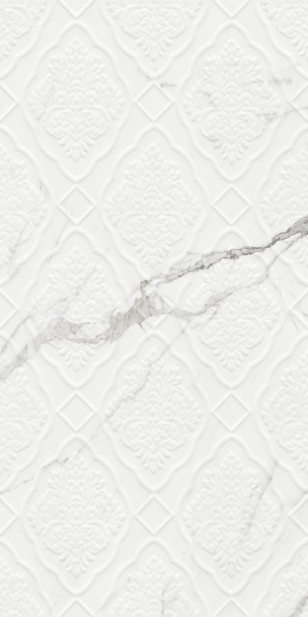 Sandra Glossy White Damask Decor