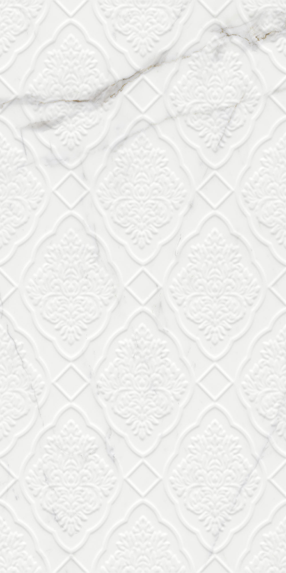 Sandra Glossy White Damask Decor