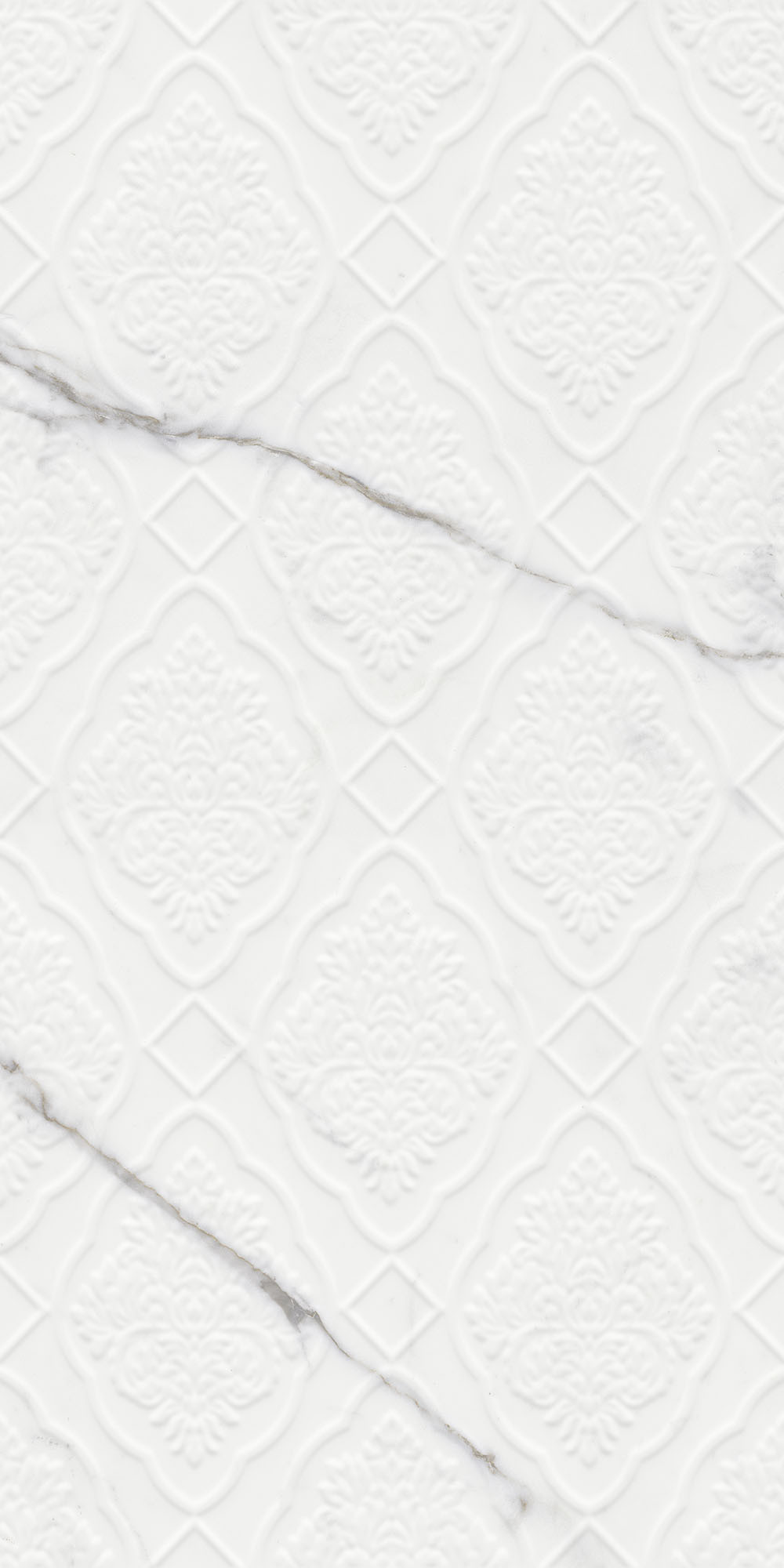 Sandra Glossy White Damask Decor
