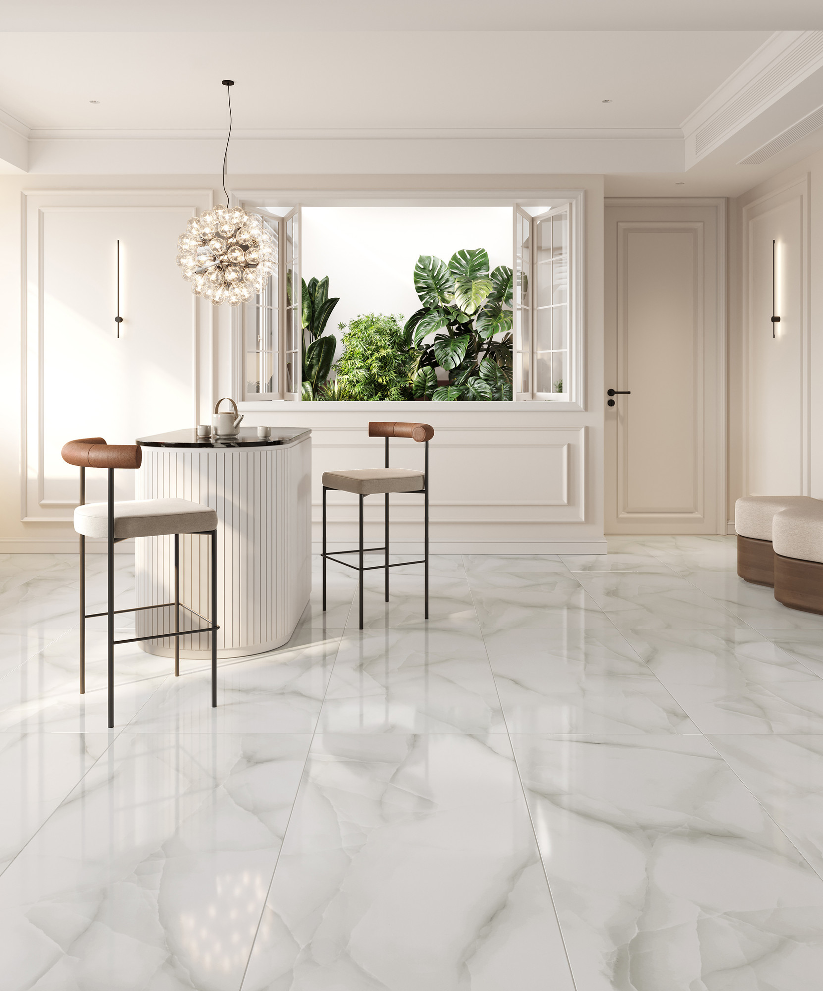 Onyx Polished White Porcelain Tile