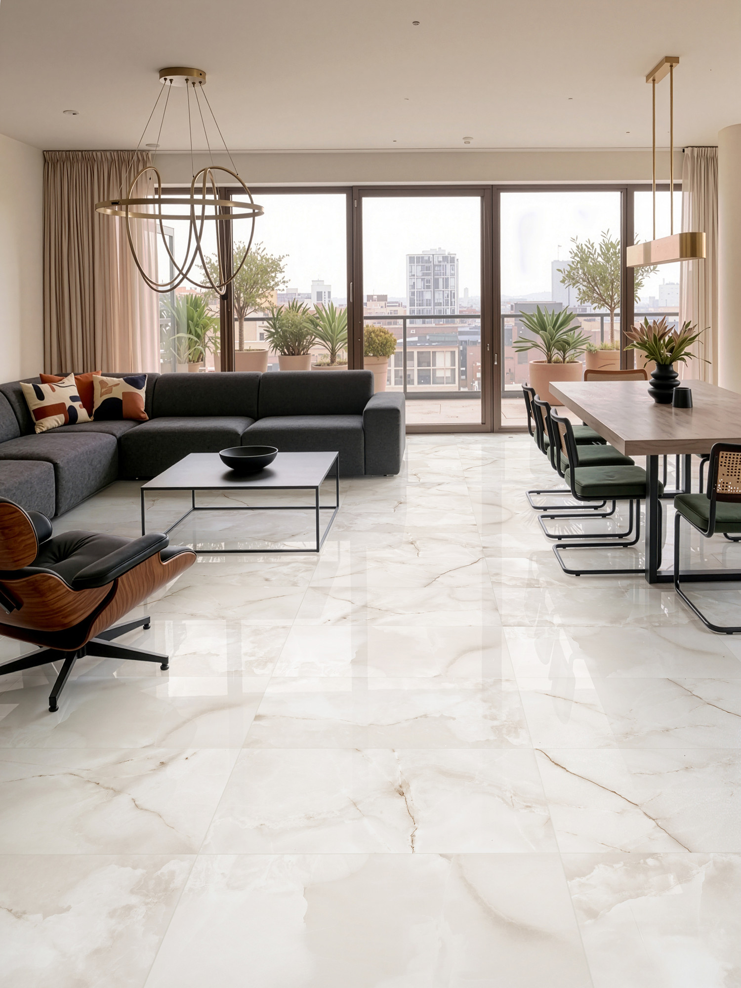 Royal Marbles Polished White Onyx Porcelain Tile