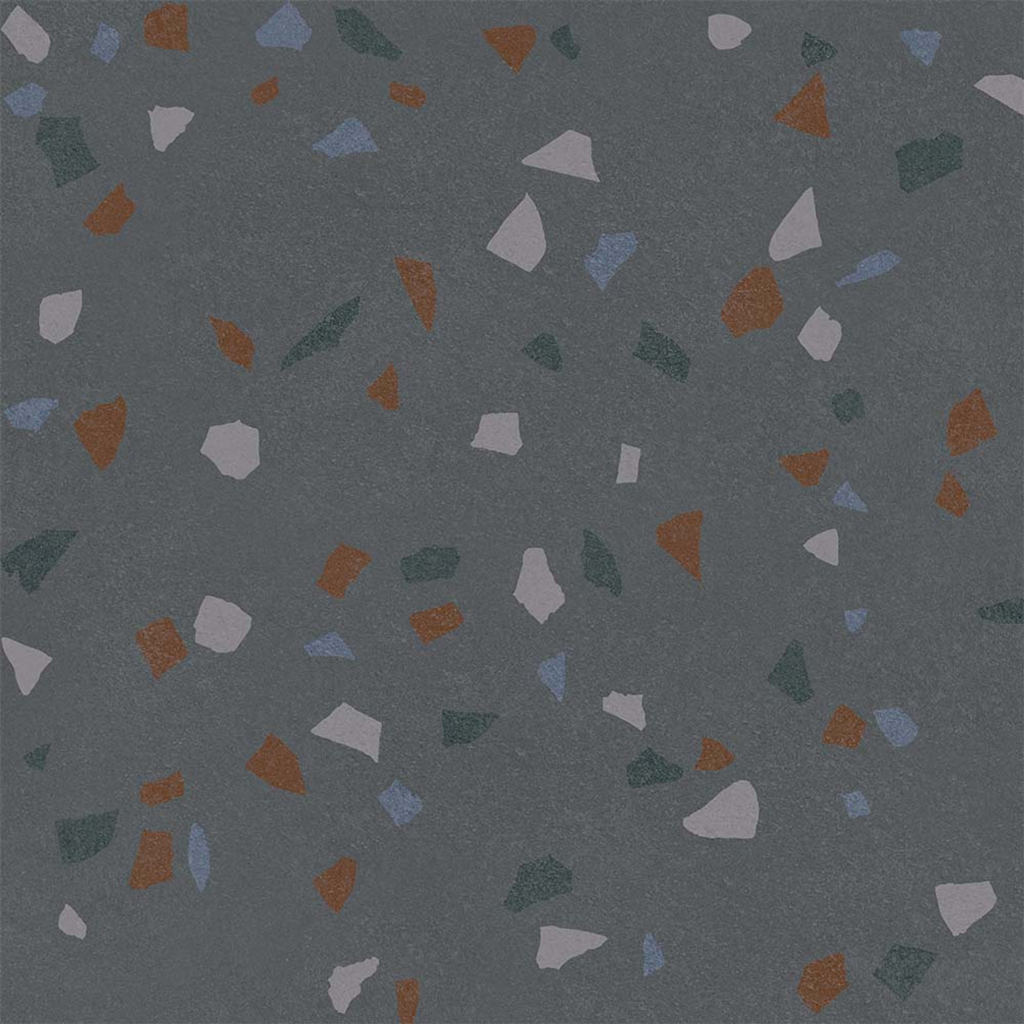 Terrazo Macro Matte Dark Grey Glazed Granite