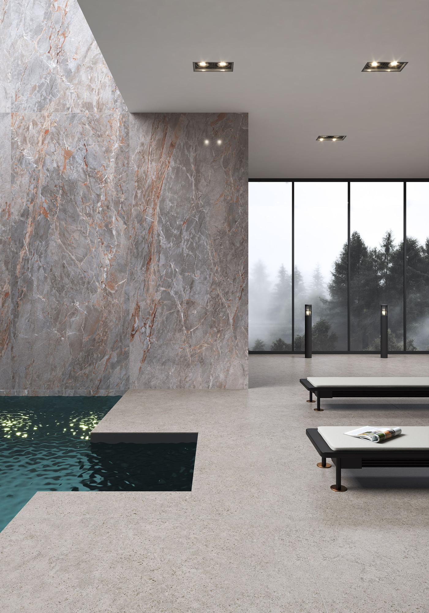 Calcario Collection Mat Açık Gri Bej Porselen Karo 120x280