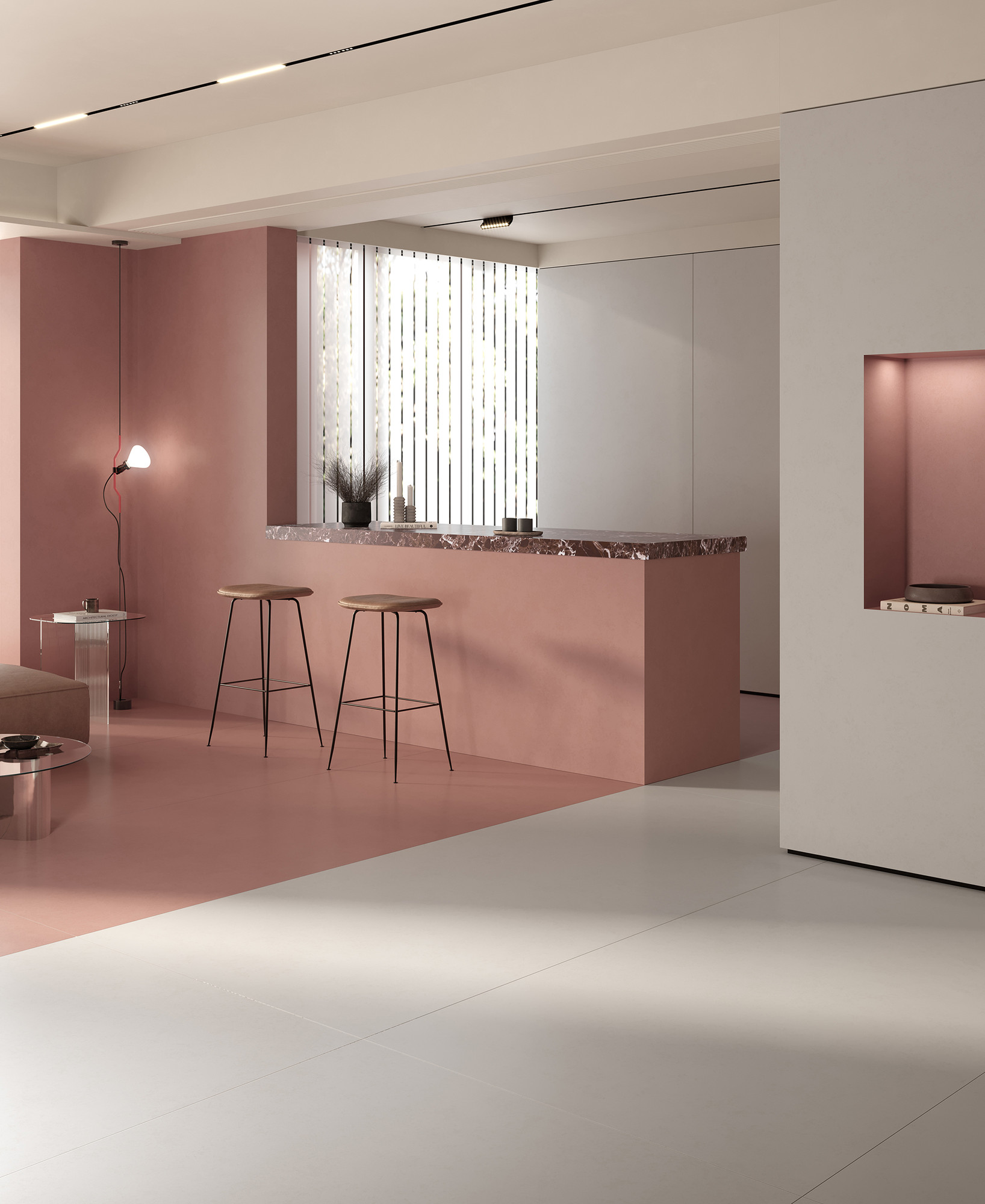 Intonaco Matte Coral Porcelain Tile 120X280