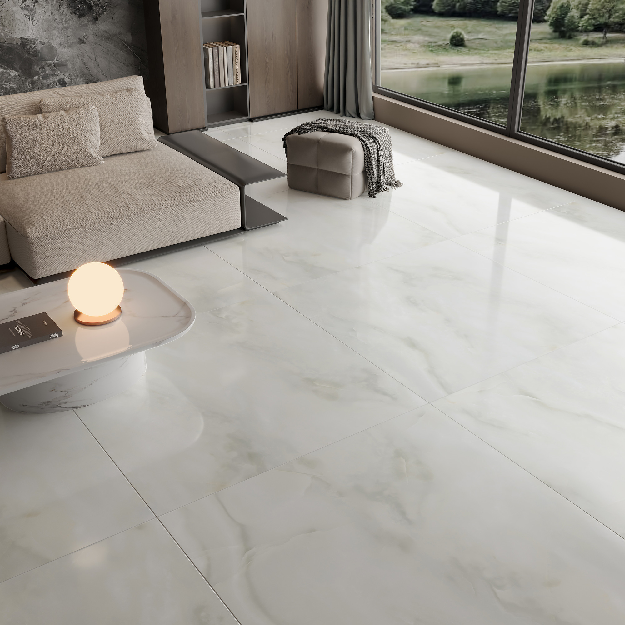 Onyx Polished Grey Porcelain Tile 120x120