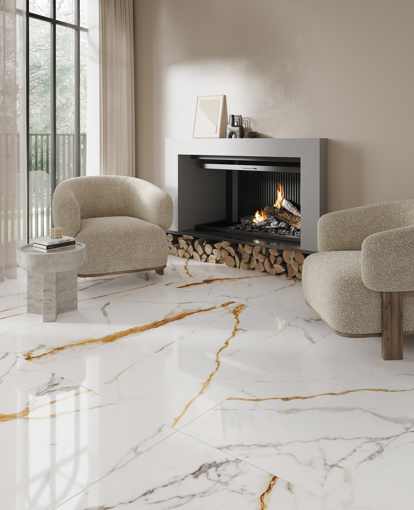 Golden Hour Polished Porcelain Tile 120x120