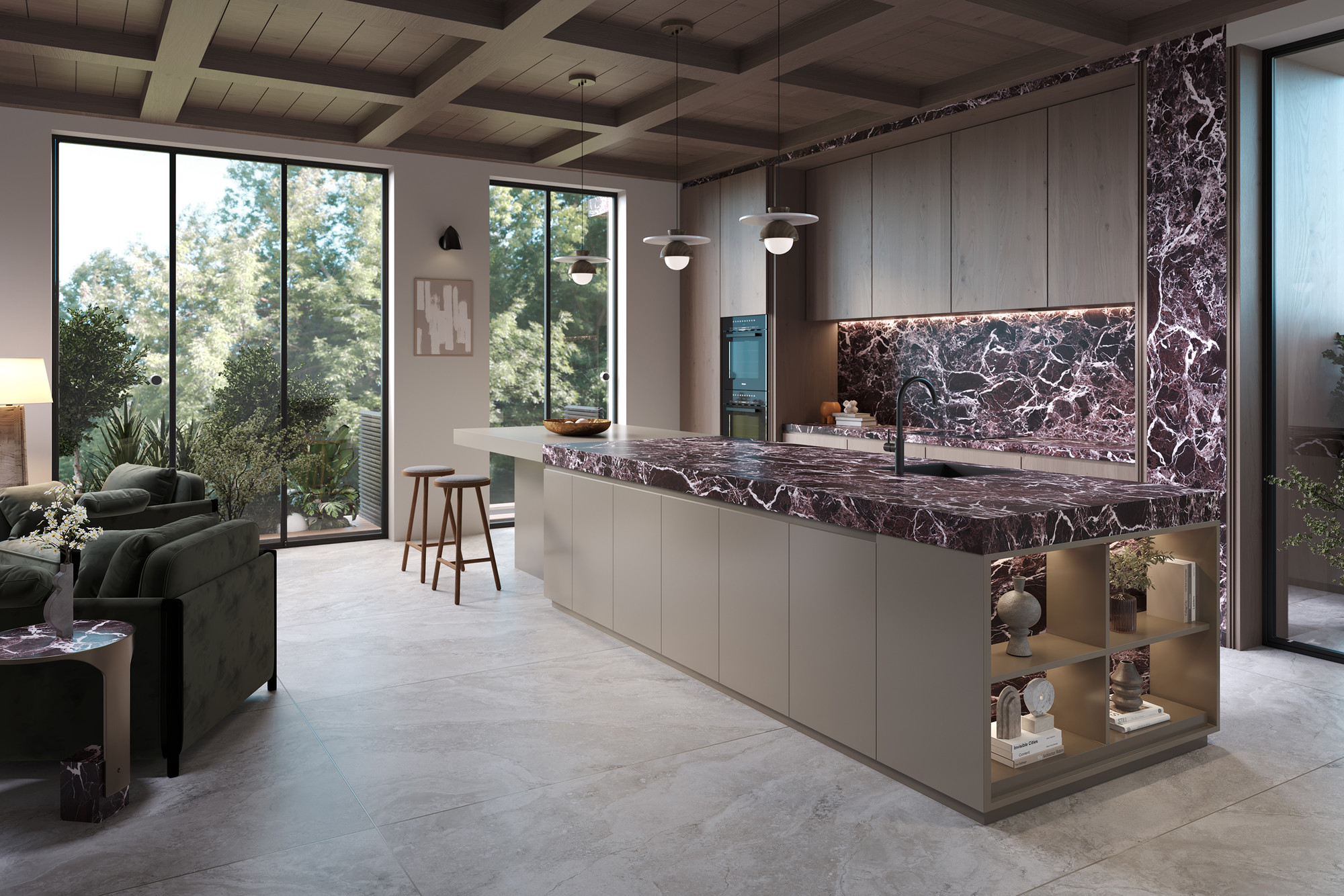 Rosso Lepanto Parlak Porselen Plaka 162x323