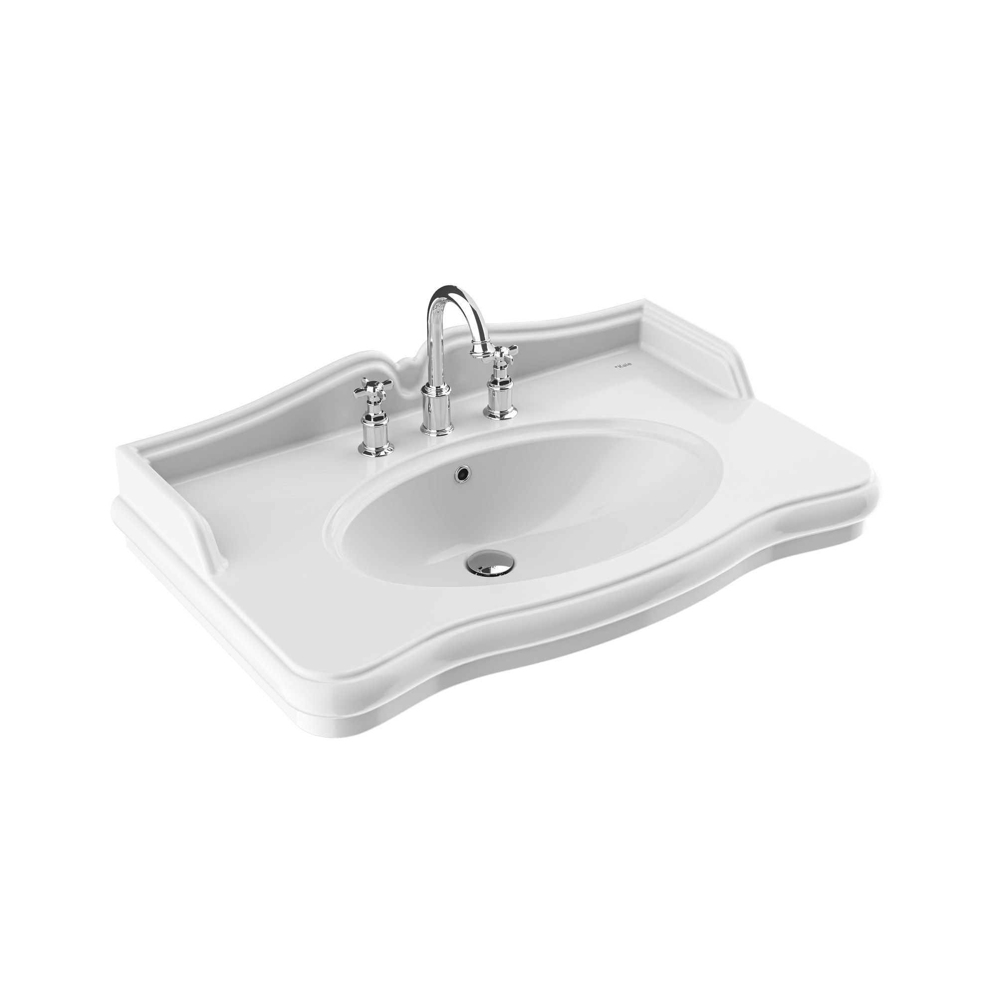 Victorian Etajerli Lavabo 90x56 3 Armatür Delikli