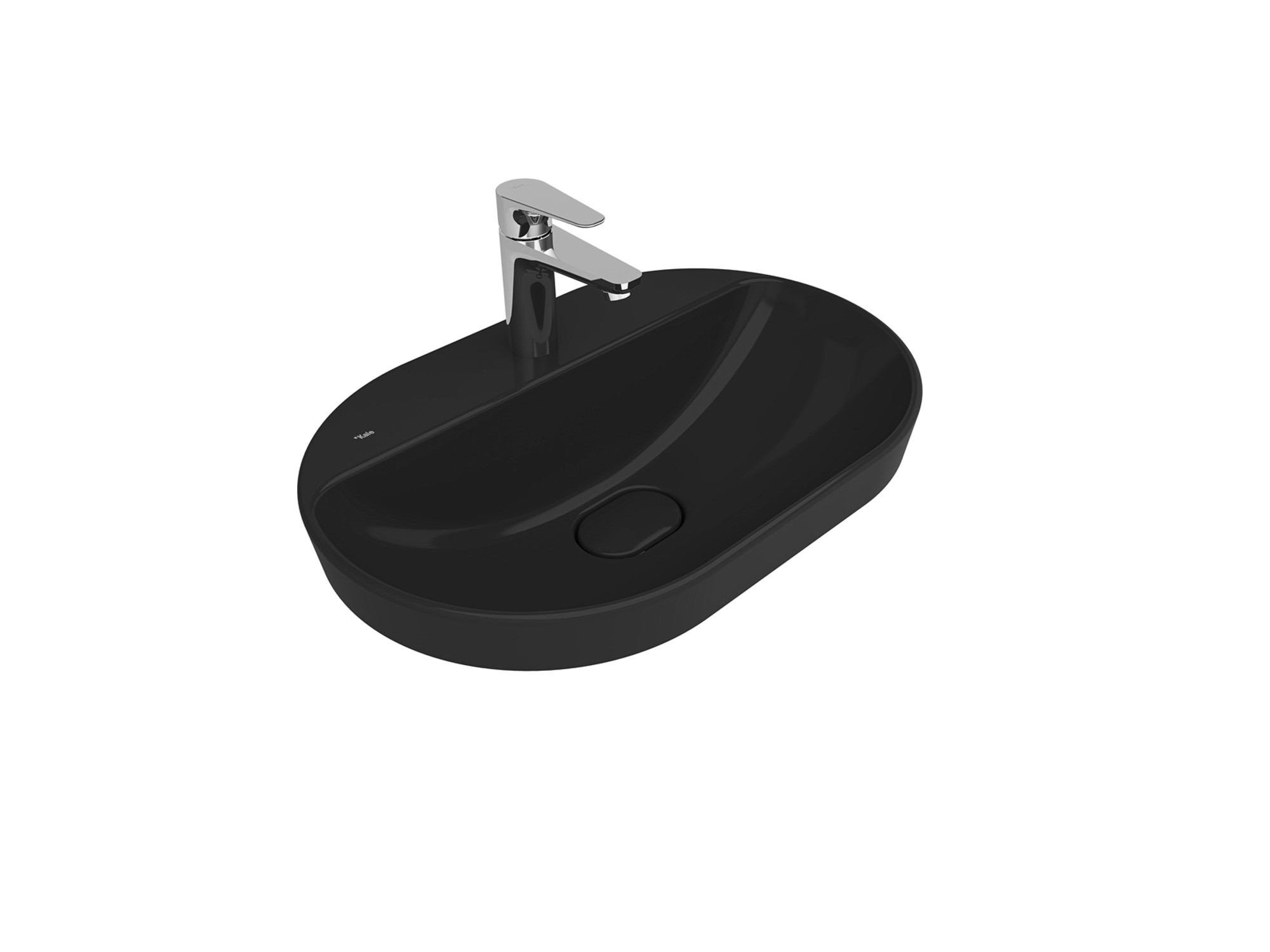Zero 2.0 Semi Recessed Oval Washbasin Black 60X40 Cm