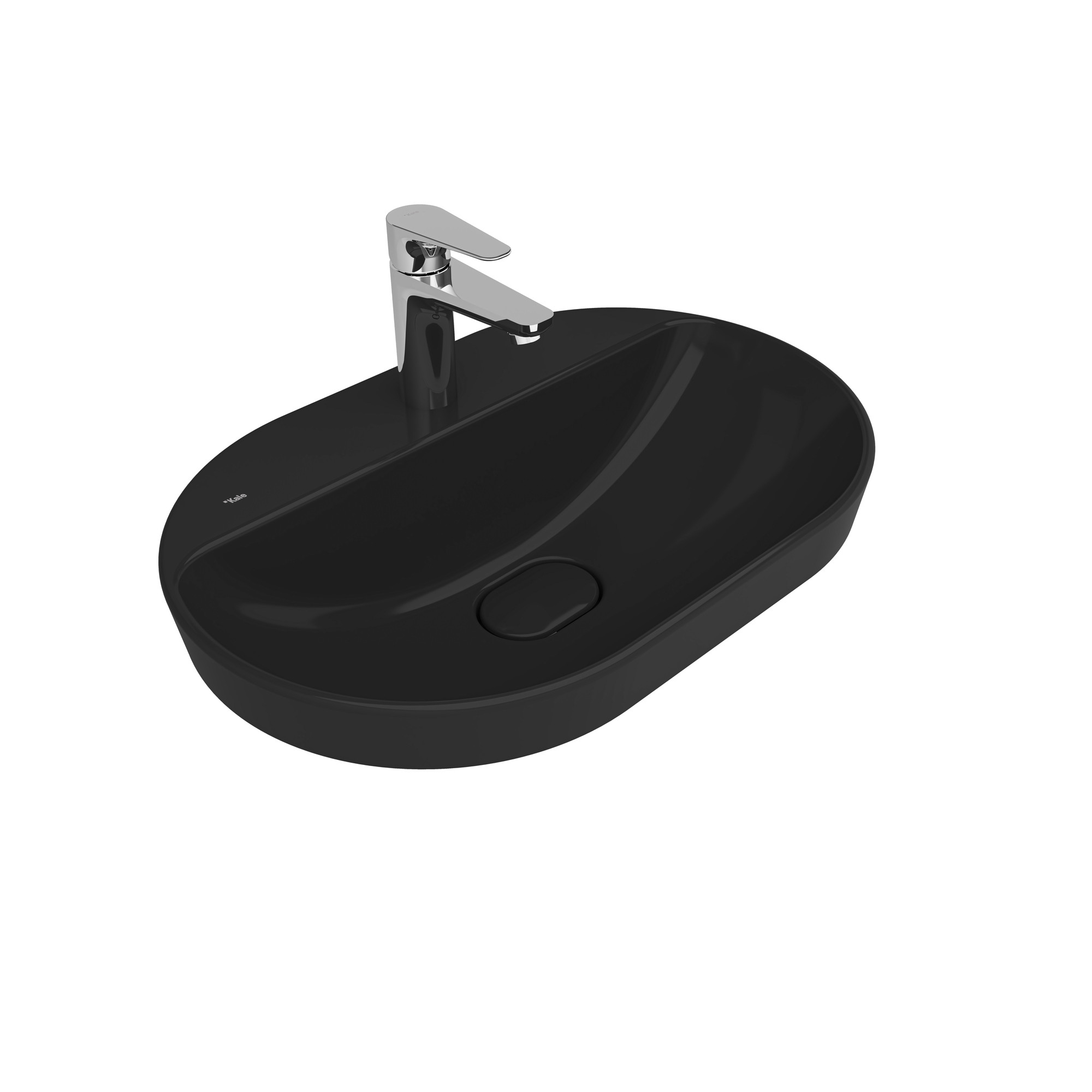 Zero 2.0 Semi Recessed Oval Washbasin Black 60X40 Cm