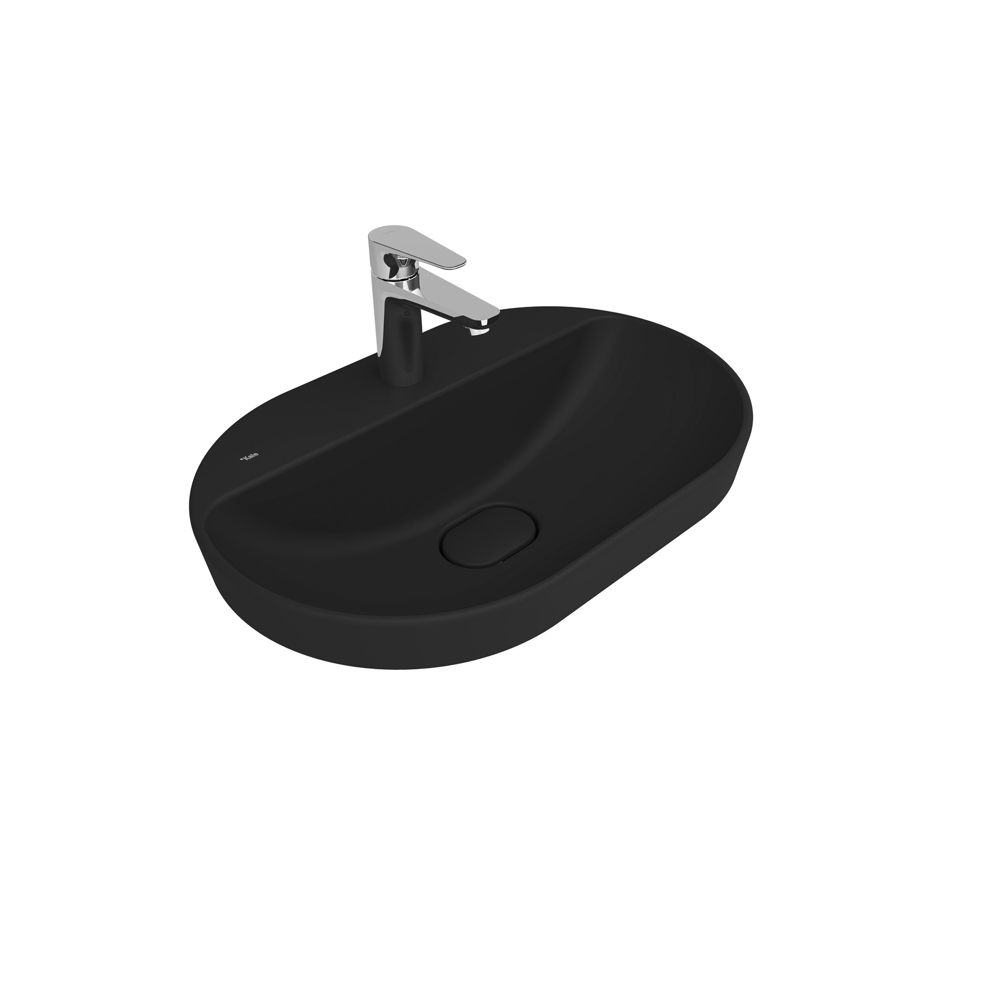 Zero 2.0 Semi Recessed Oval Washbasin Matte Black 60X40 Cm
