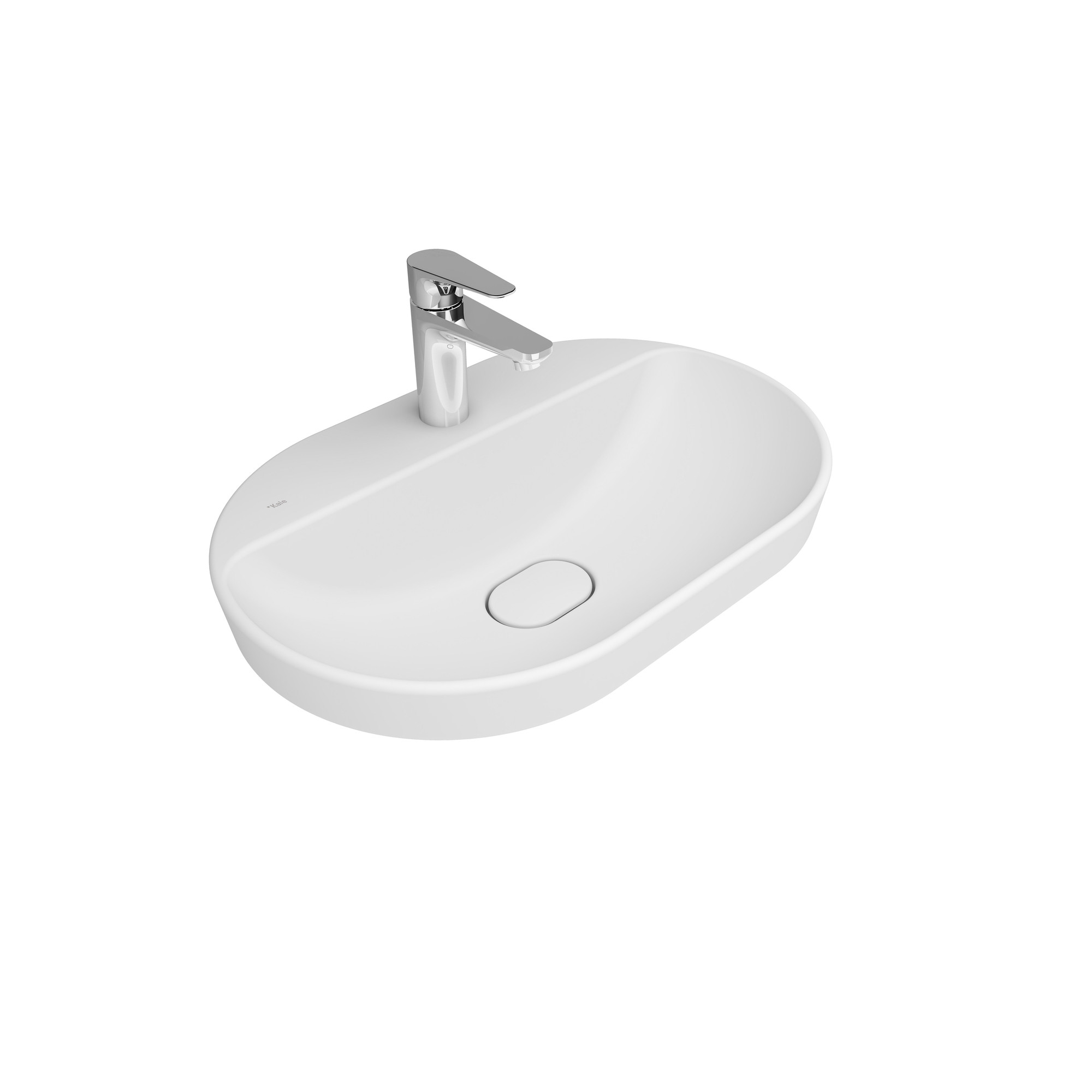 Zero 2.0 Semi Recessed Oval Washbasin Matte White 60X40 Cm