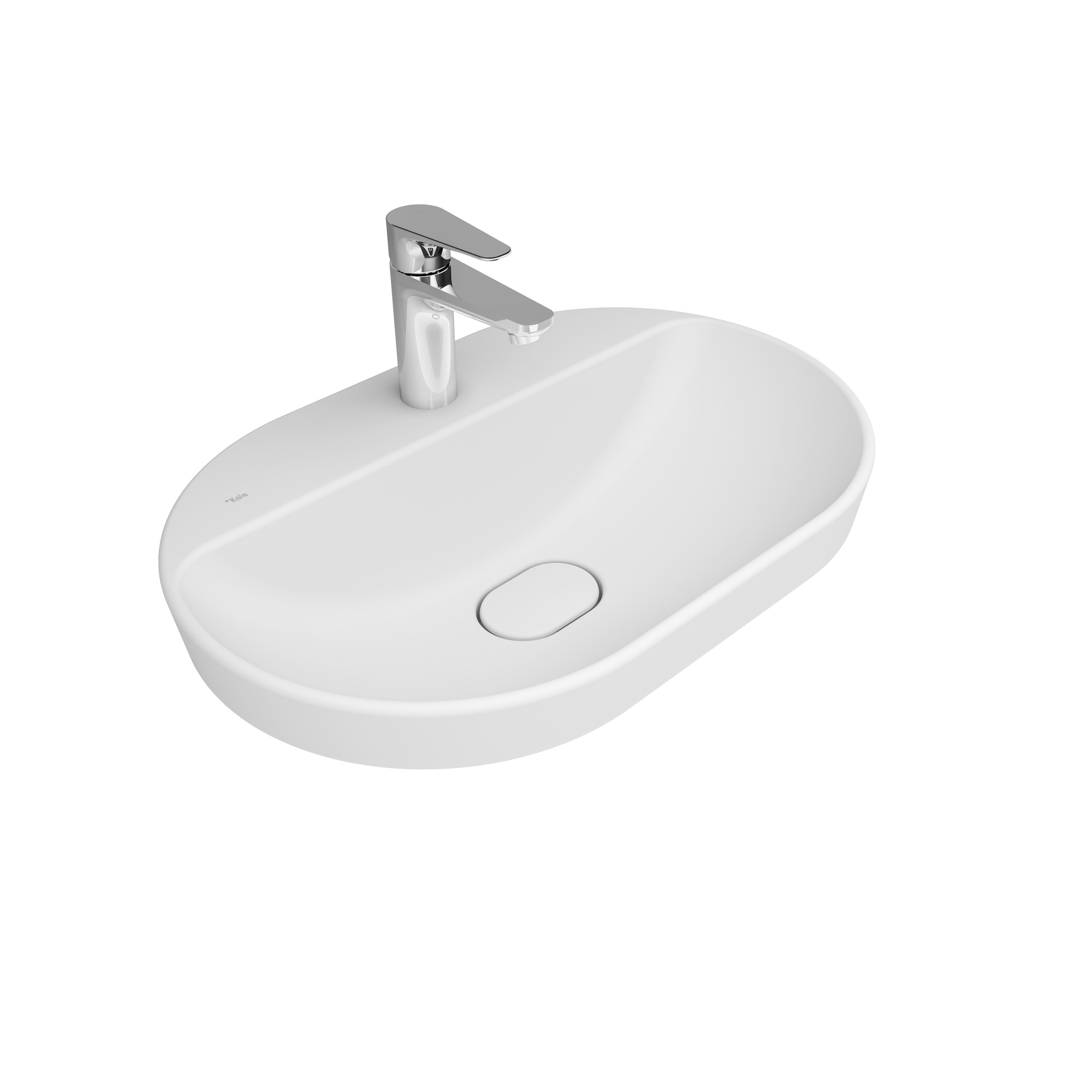 Zero 2.0 Semi Recessed Oval Washbasin Matte White 60X40 Cm