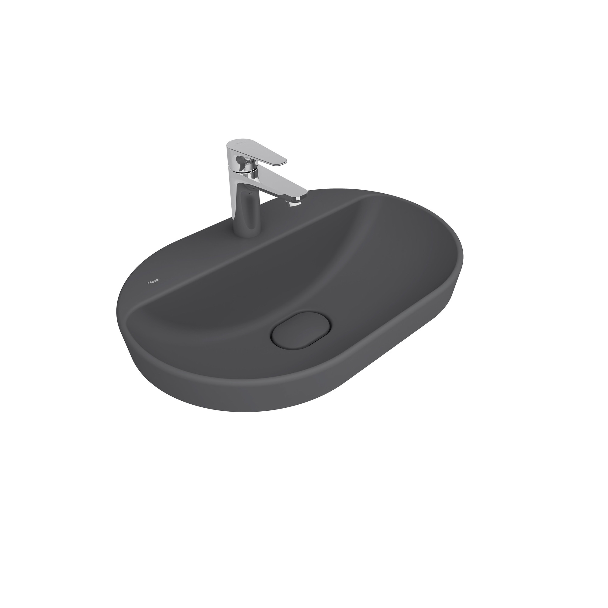 Zero 2.0 Yarı Gömme Oval Lavabo Mat Antrasit Gri 60X40 Cm