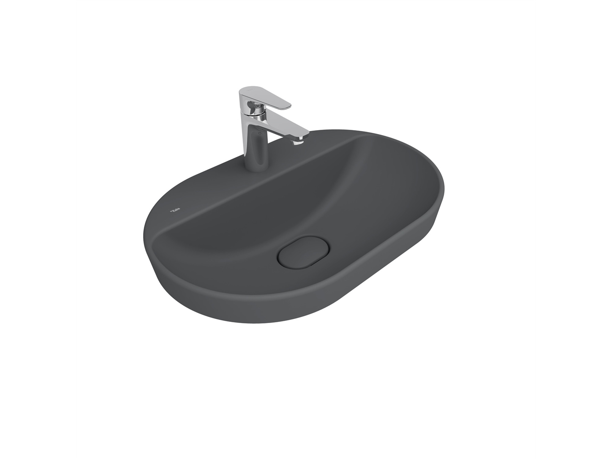 Zero 2.0 Yarı Gömme Oval Lavabo Mat Antrasit Gri 60X40 Cm