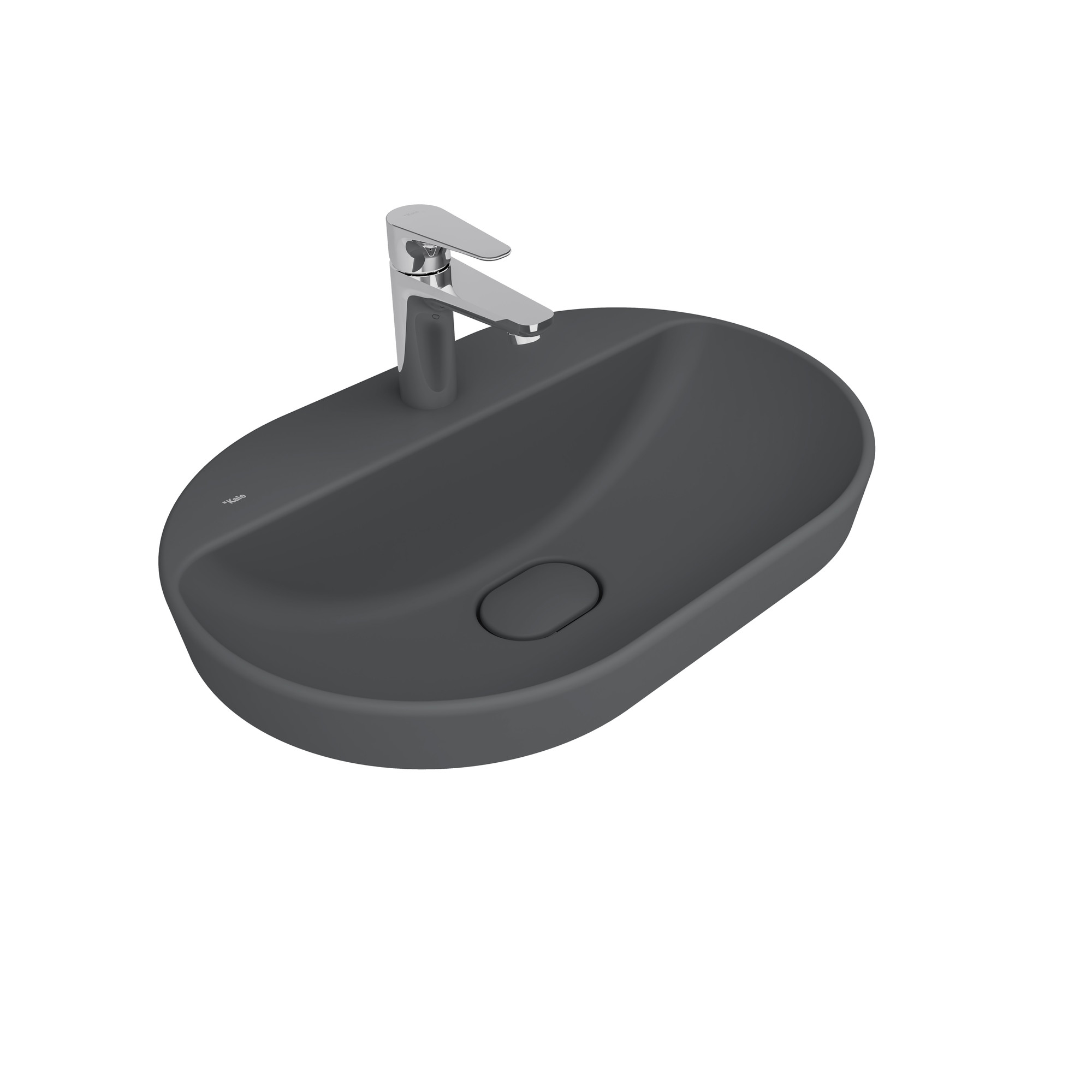 Zero 2.0 Yarı Gömme Oval Lavabo Mat Antrasit Gri 60X40 Cm