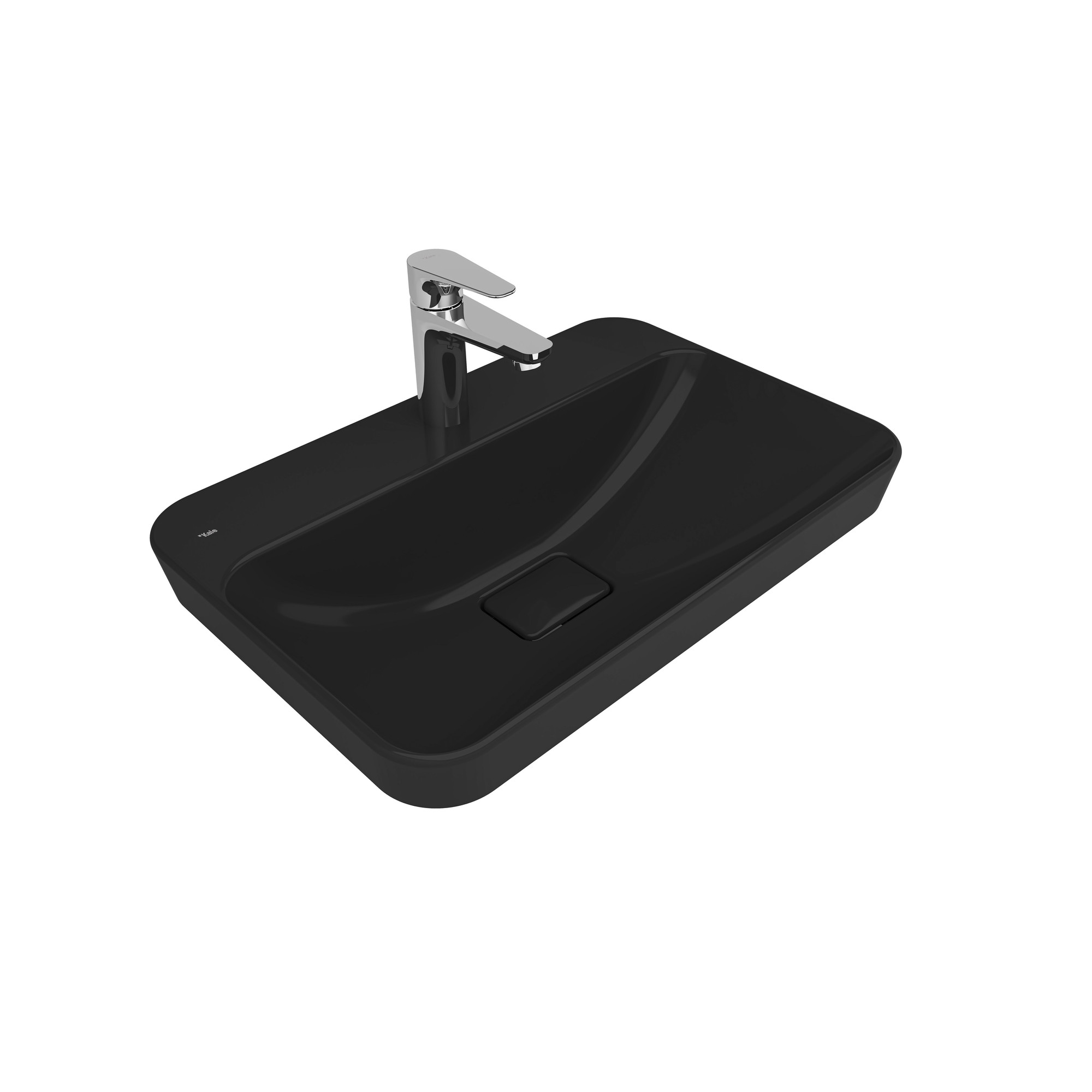Zero 2.0 Semi Recessed Rectangular Washbasin Black 60X40 Cm