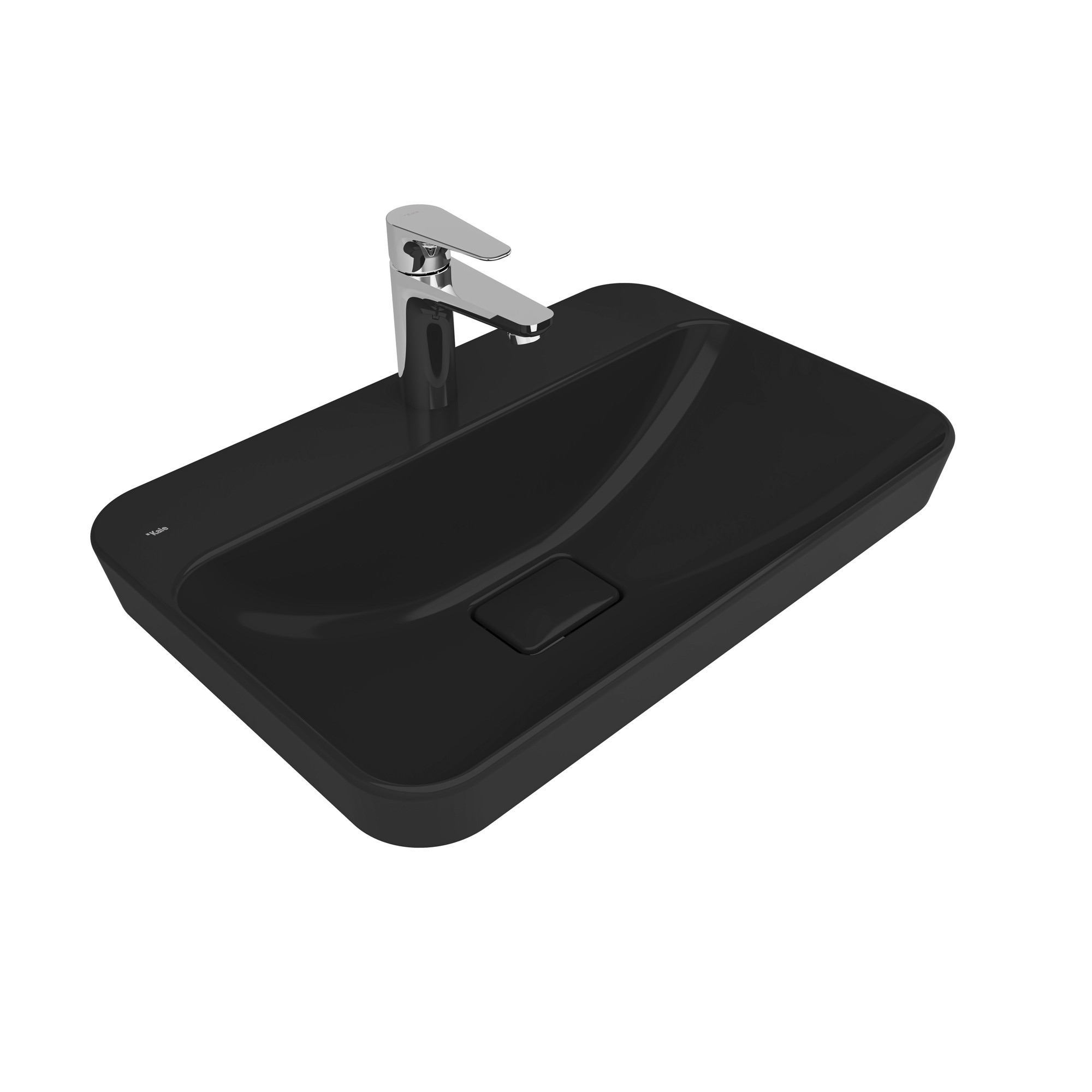 Zero 2.0 Semi Recessed Rectangular Washbasin Black 60X40 Cm