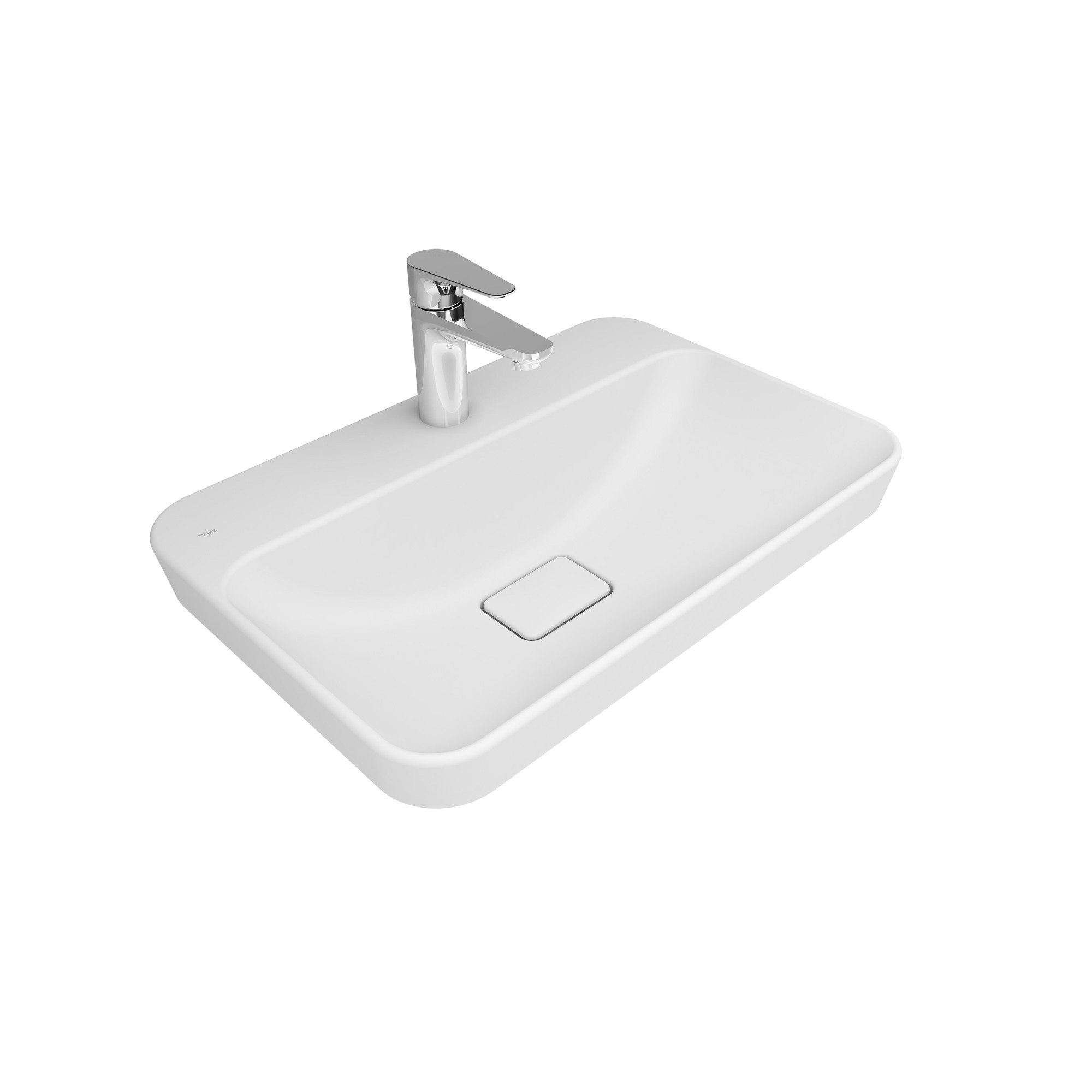 Zero 2.0 Semi Recessed Rectangular Washbasin Matte White 60X40 Cm