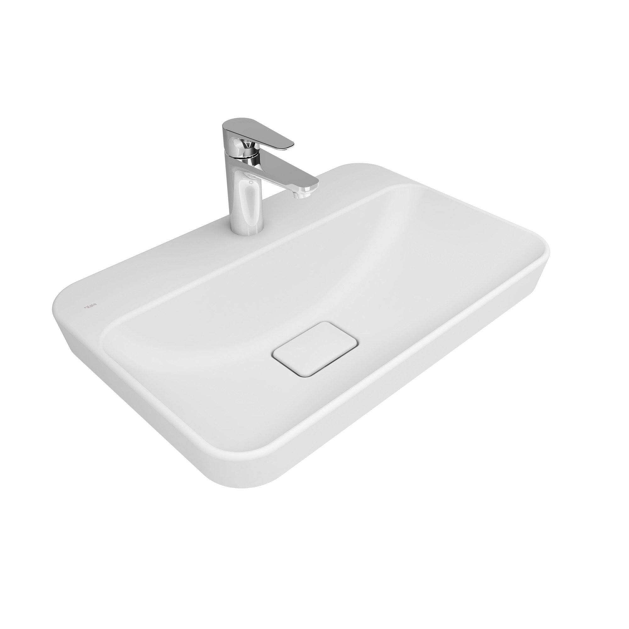 Zero 2.0 Semi Recessed Rectangular Washbasin Matte White 60X40 Cm