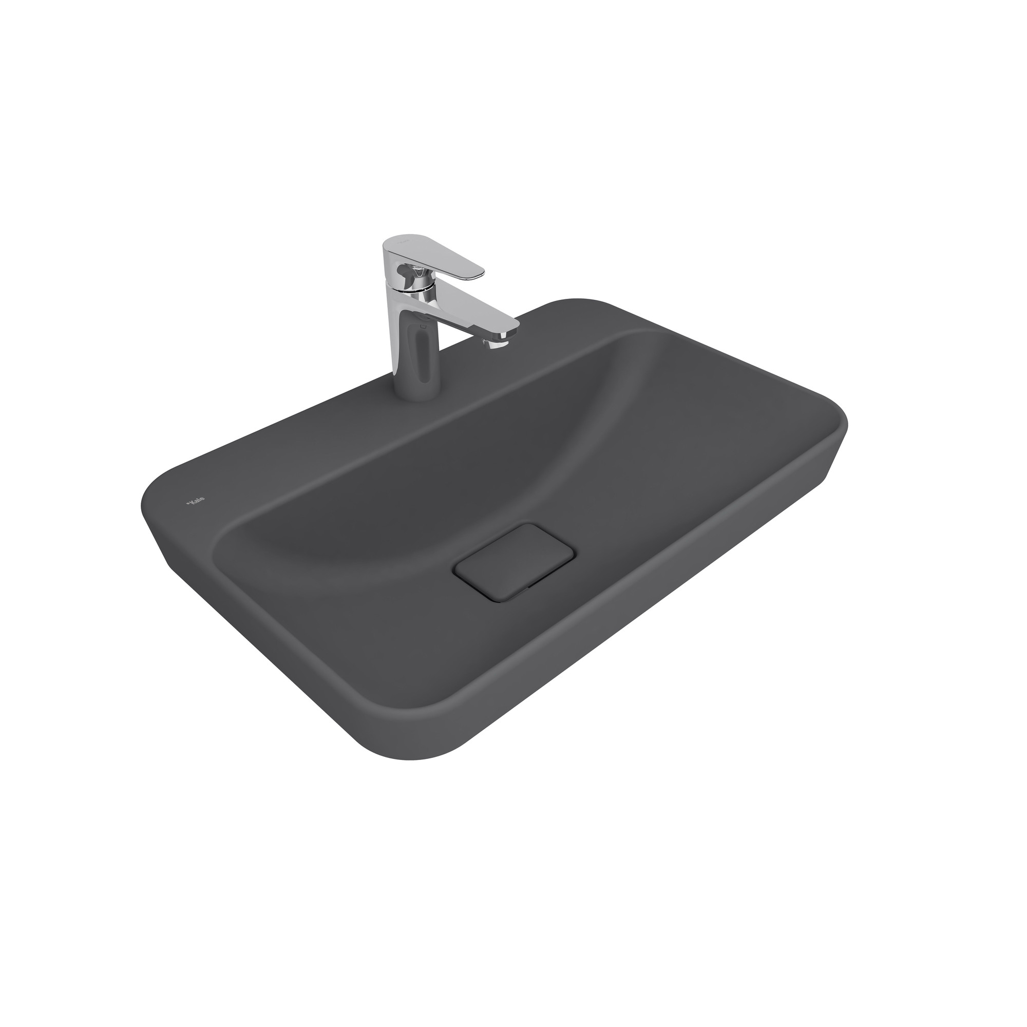 Zero 2.0 Yarı Gömme Dikdörtgen Lavabo Mat Antrasit Gri 60X40 Cm