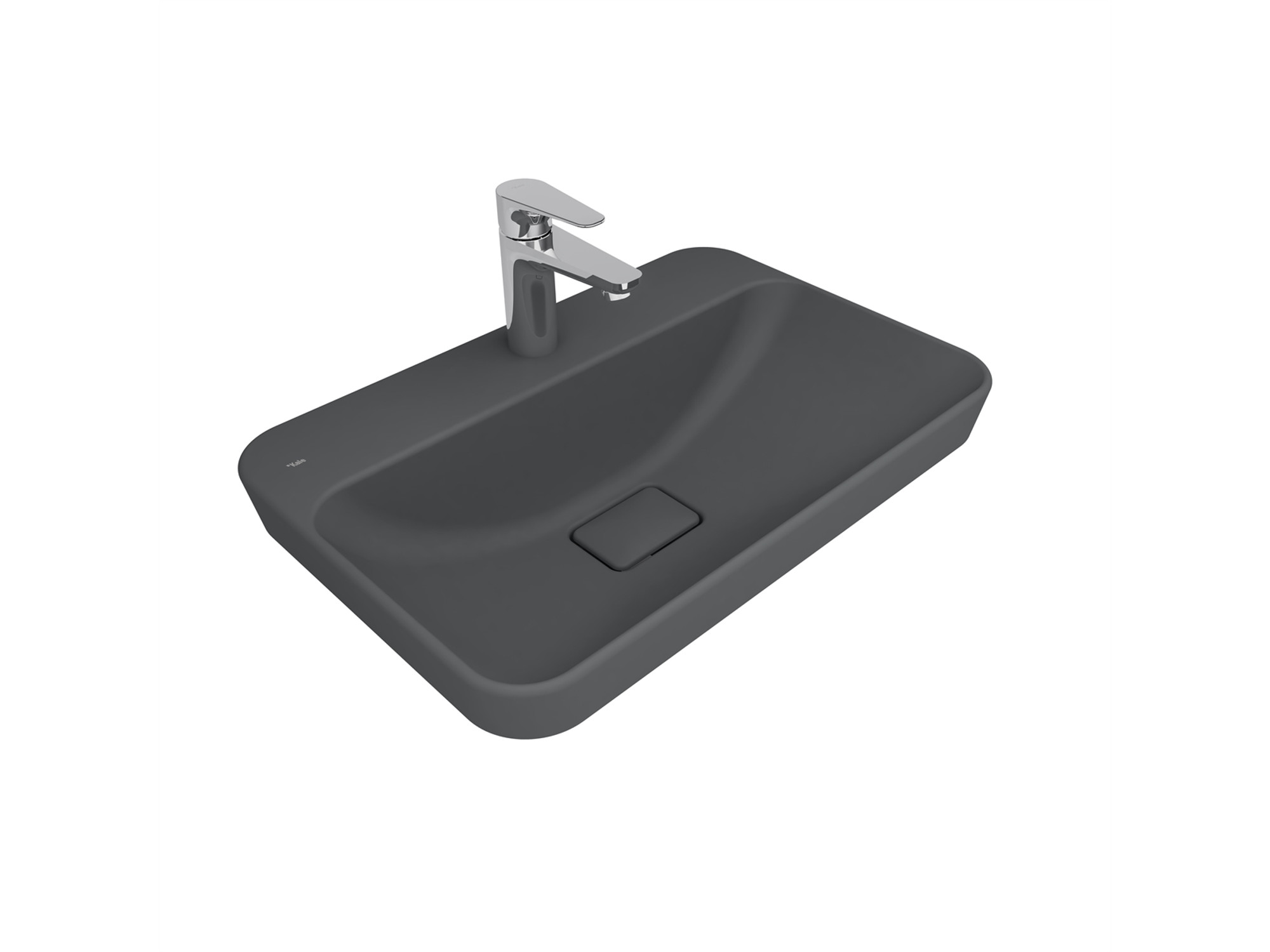 Zero 2.0 Yarı Gömme Dikdörtgen Lavabo Mat Antrasit Gri 60X40 Cm