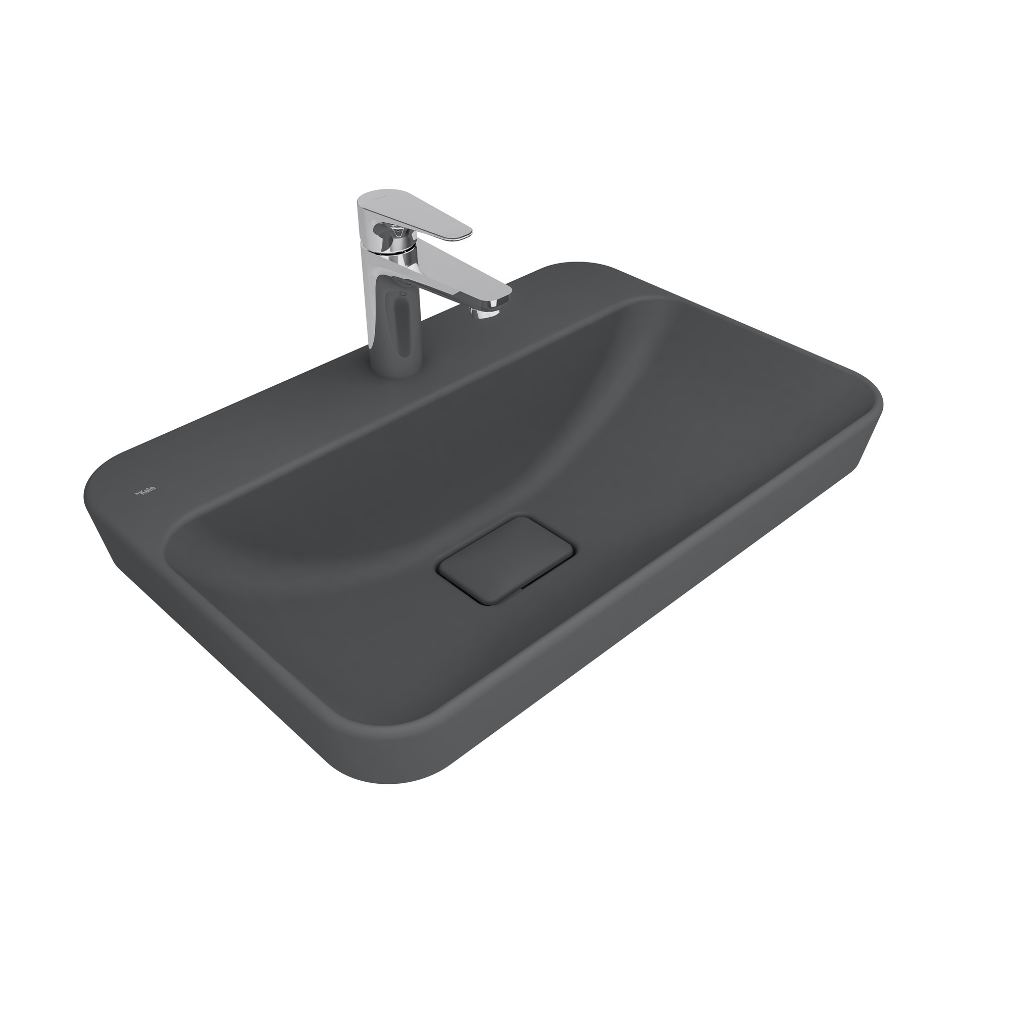 Zero 2.0 Yarı Gömme Dikdörtgen Lavabo Mat Antrasit Gri 60X40 Cm
