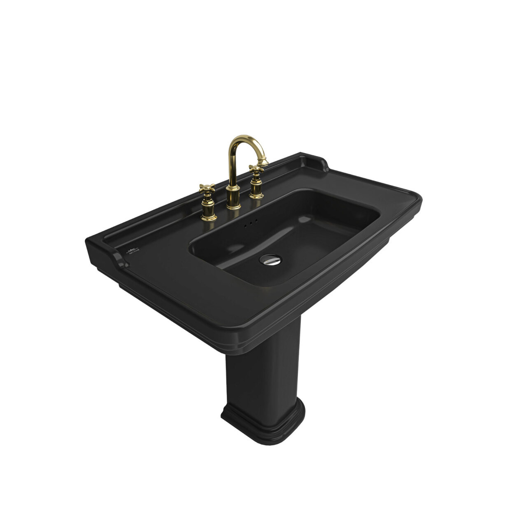 Edilcuoghi Shelf Washbasin Black 90x50cm With 3 Tap Holes