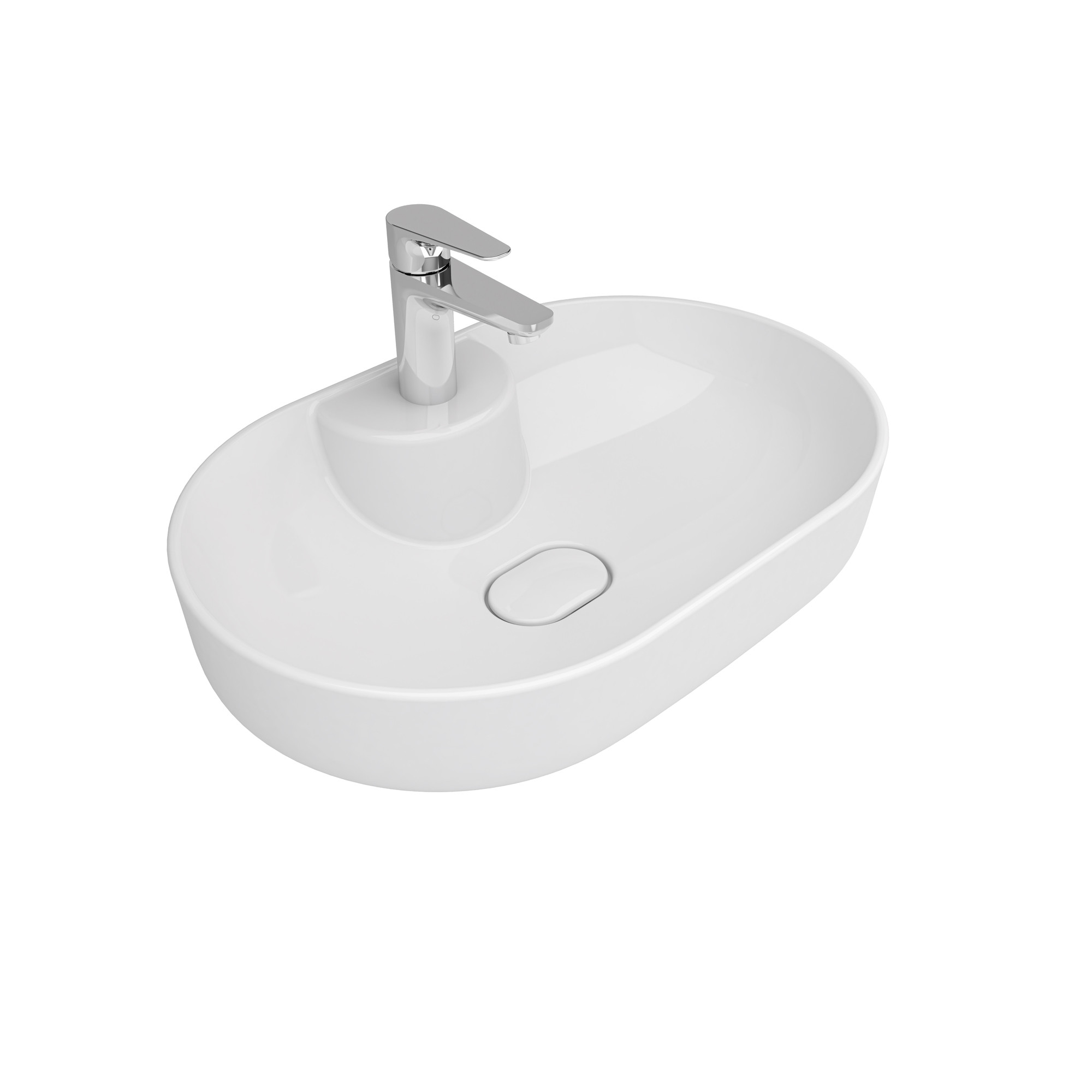 Zero 2.0 Island Oval Bowl Washbasin White 60X40
