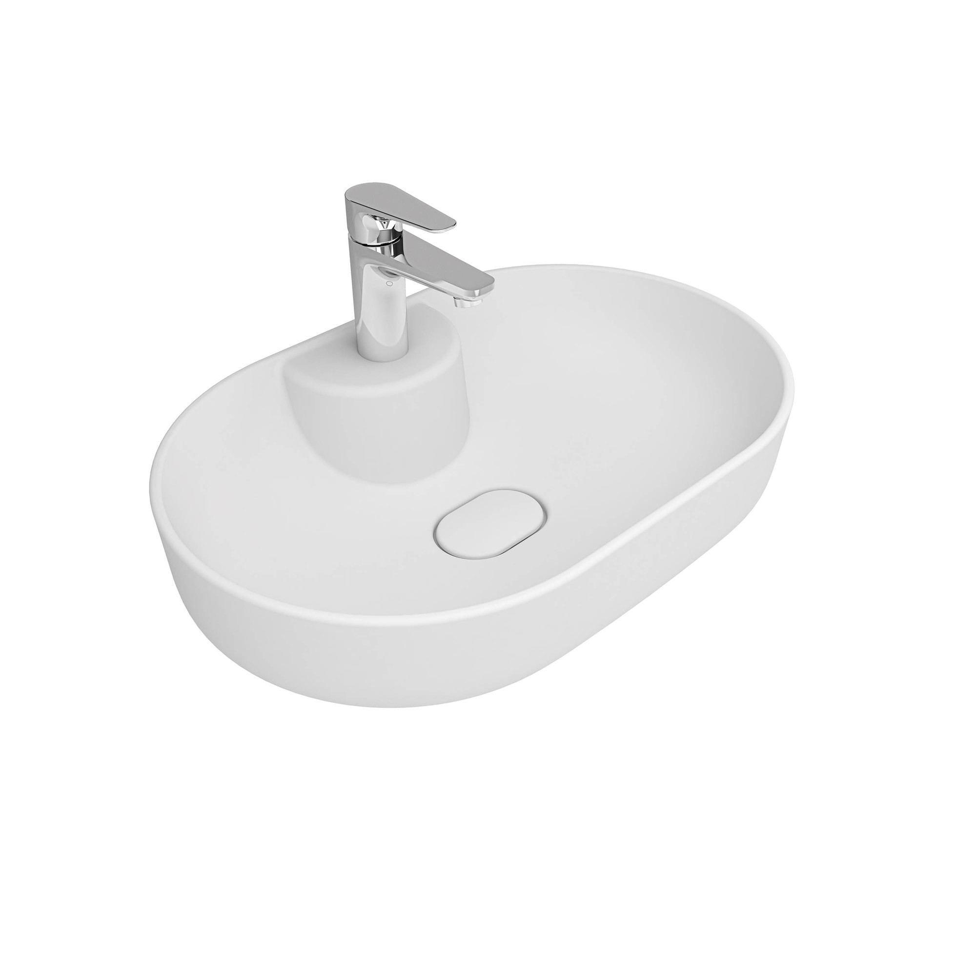 Zero 2.0 Island Oval Bowl Washbasin Matte White 60x40