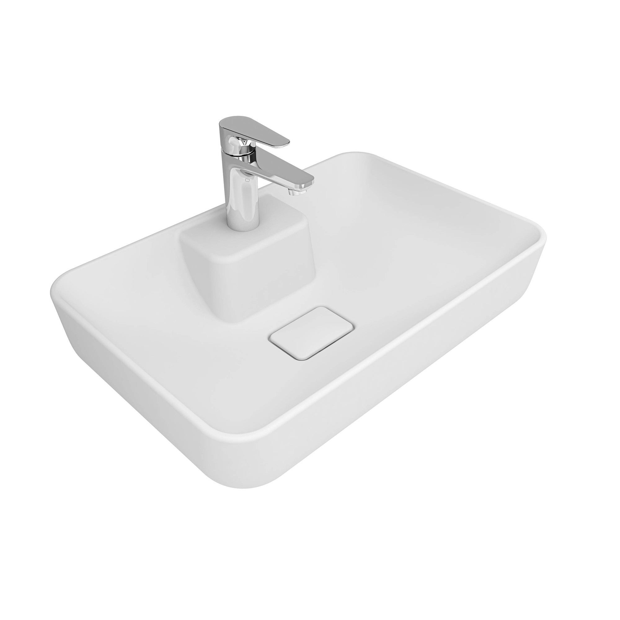 Zero 2.0 Island Rectangle Bowl Washbasin Matte White 60x40