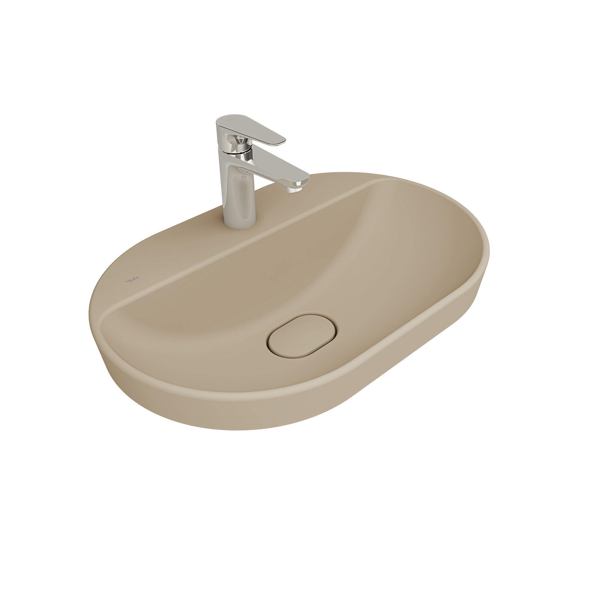 Zero 2.0 Yarı Gömme Oval Lavabo Mat Latte 60X40 Cm