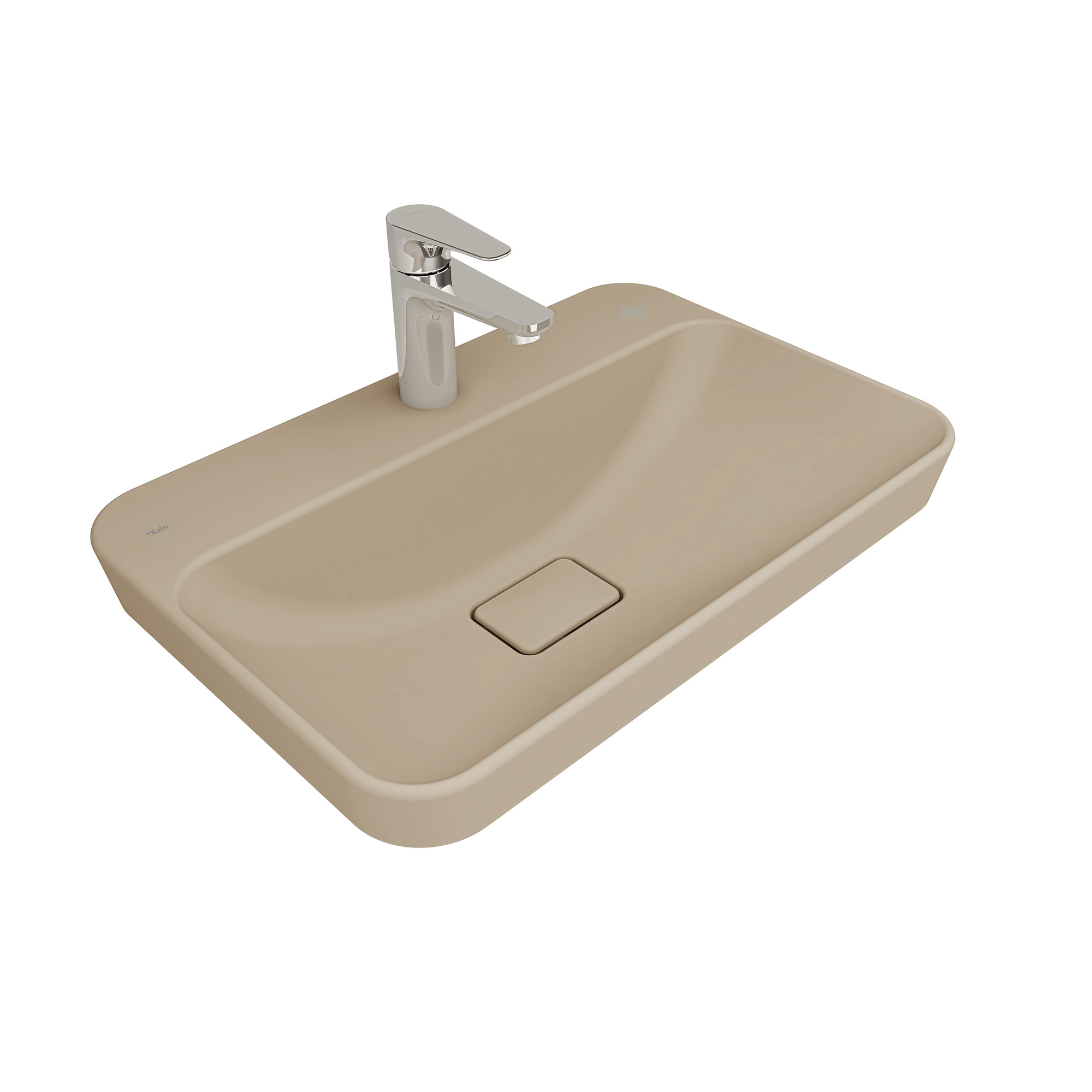 Zero 2.0 Semi Recessed Rectangular Washbasin Matte Latte 60X40 Cm