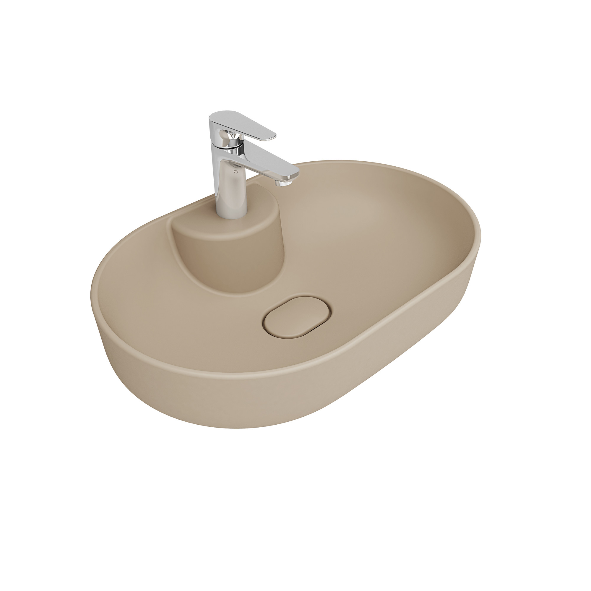 Zero 2.0 Ada Oval Çanak Lavabo Mat Latte 60x40