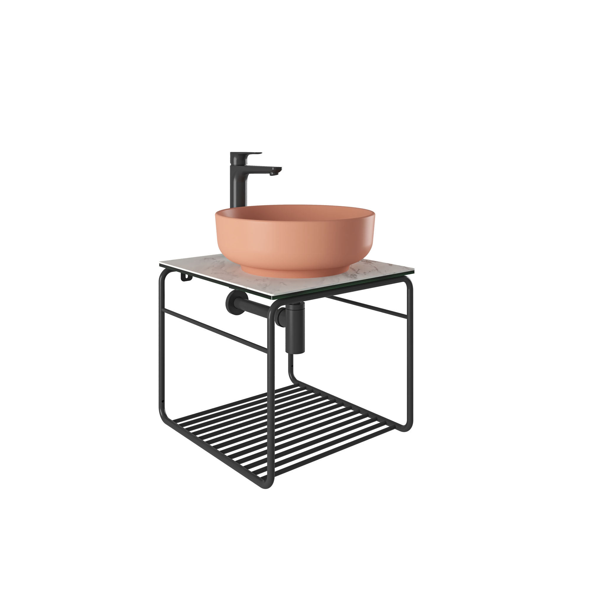 Volo Round Set Matte Peach With Washbasin