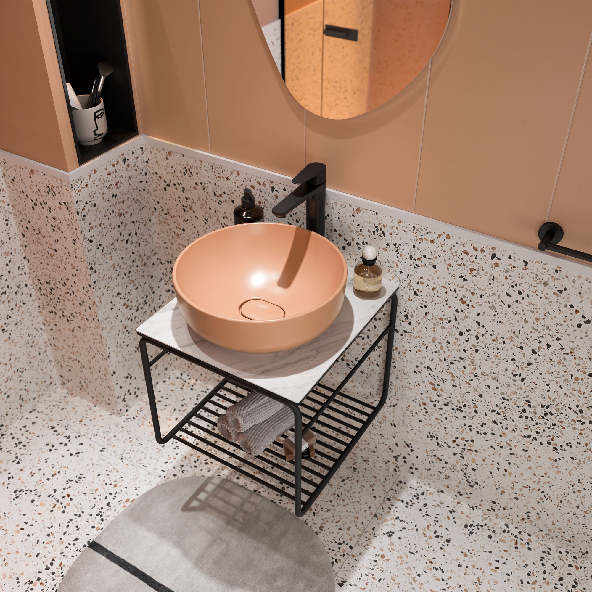 Volo Round Set Matte Peach With Washbasin