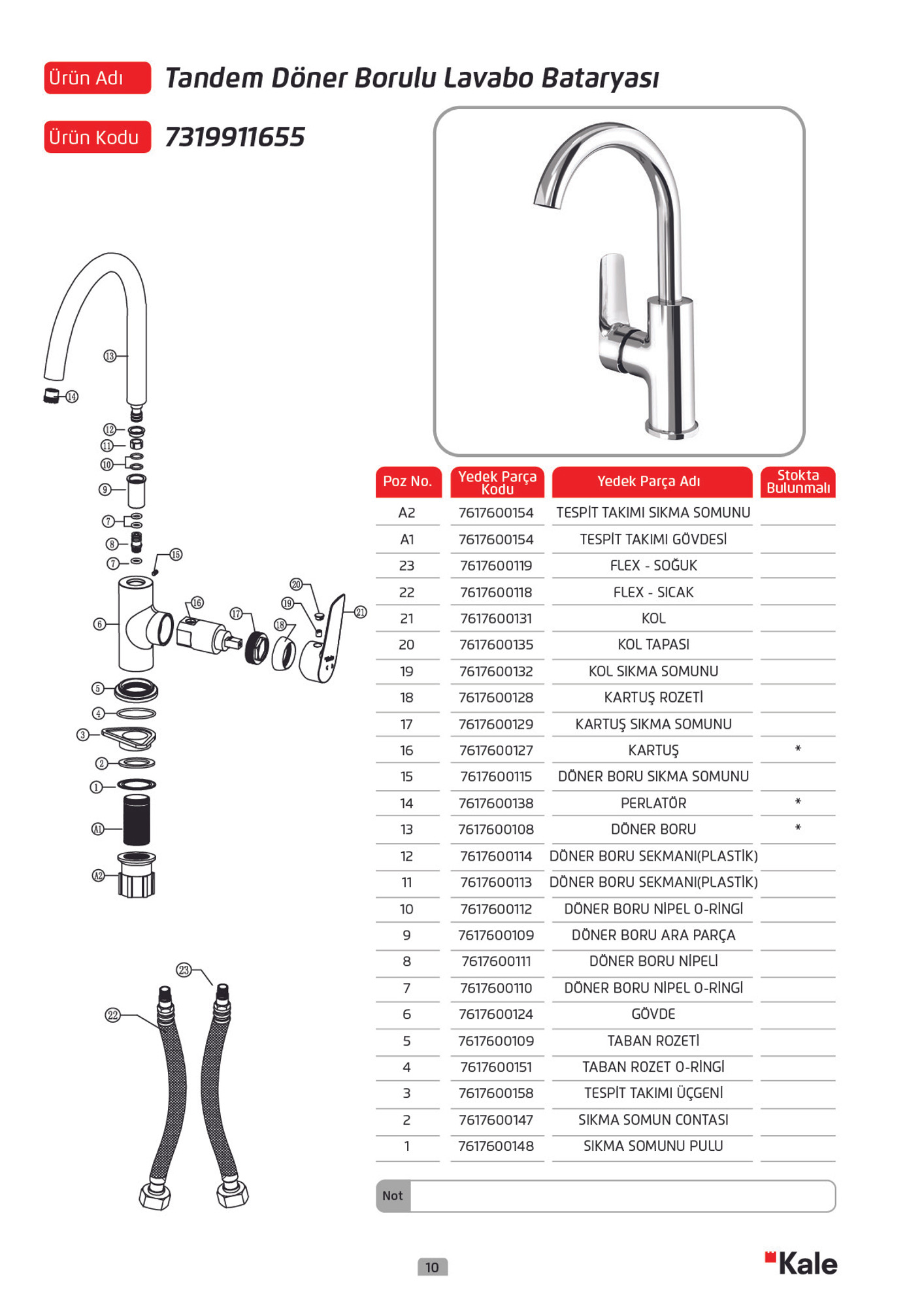 Tandem Basin Mixer With Swivel Spout