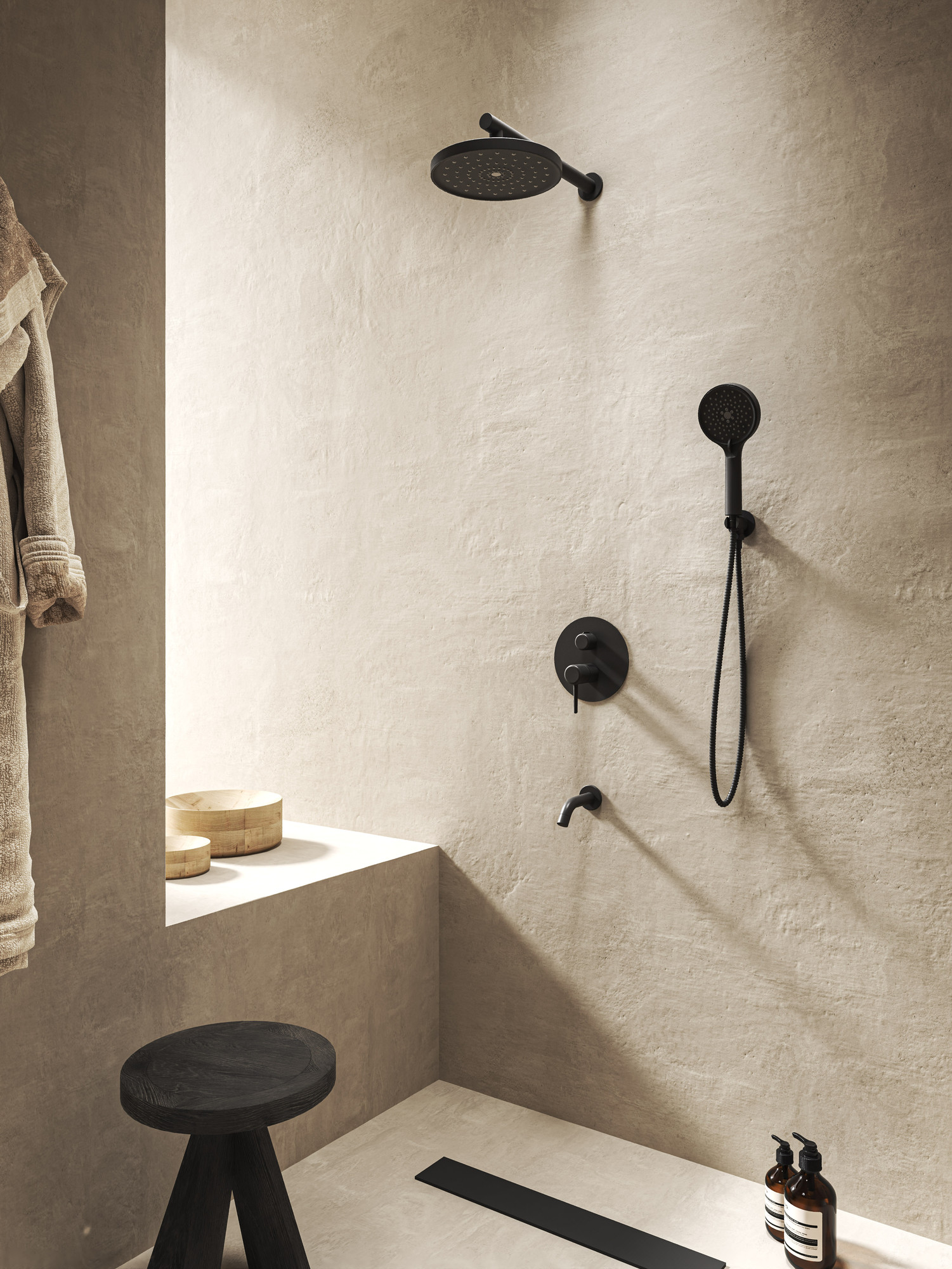 Toi Built-in Shower Set Polished Black