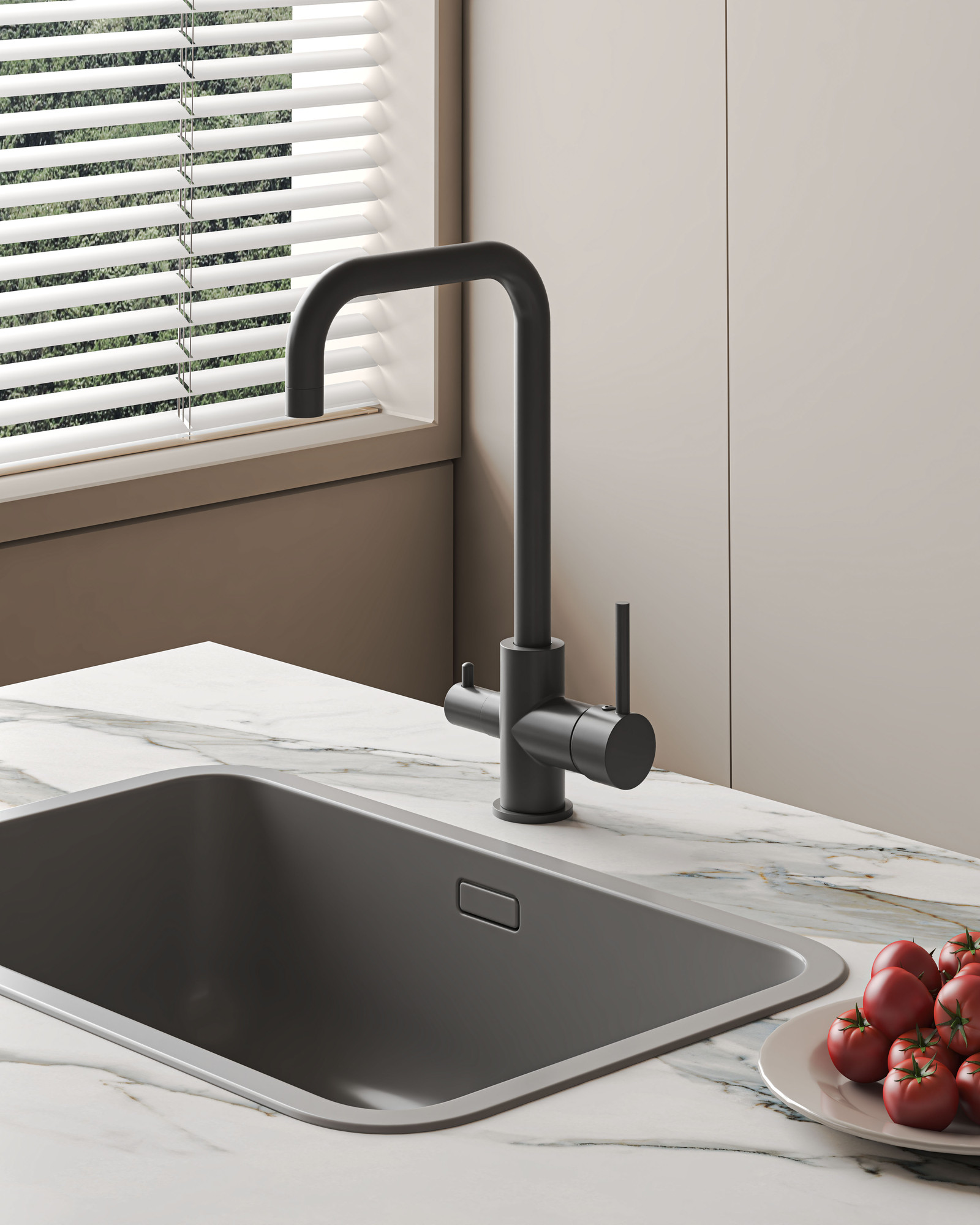 Lea Dual Flow Kitchen Mixer Matte Black