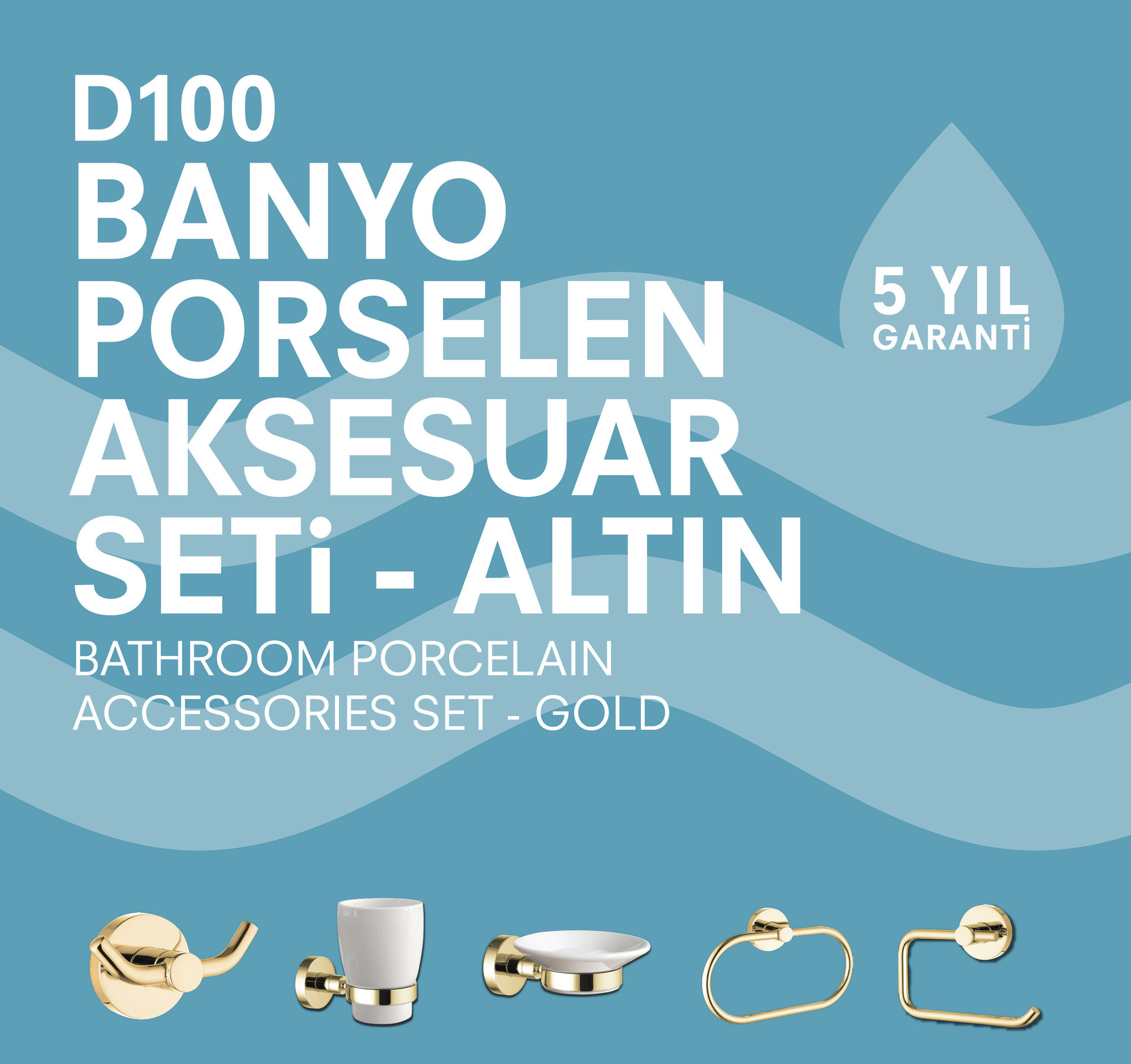 D100 Porselen Aksesuar Seti Altın
