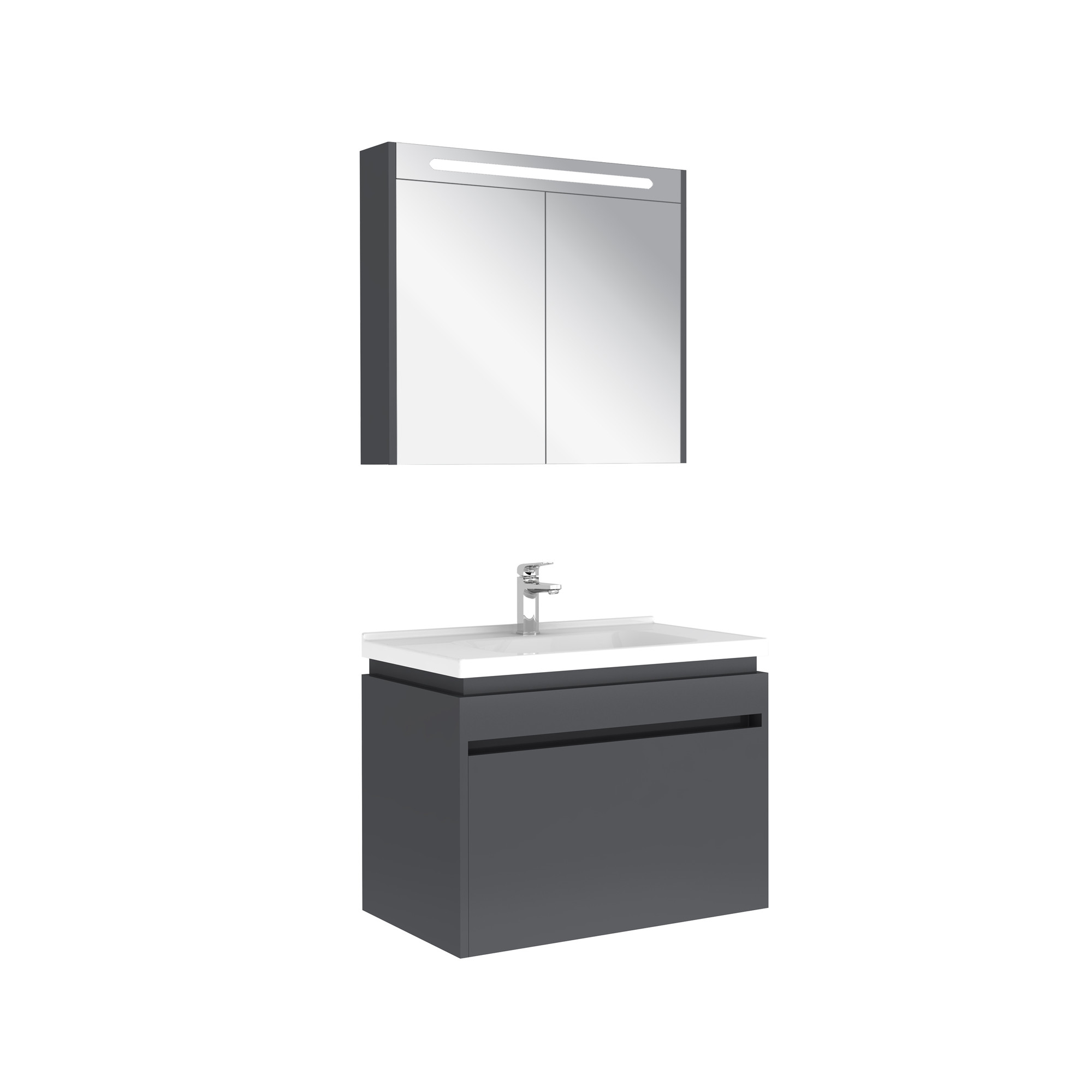Idea 2.0 Tek Çekmeceli Set Parlak Antrasit 80 Cm