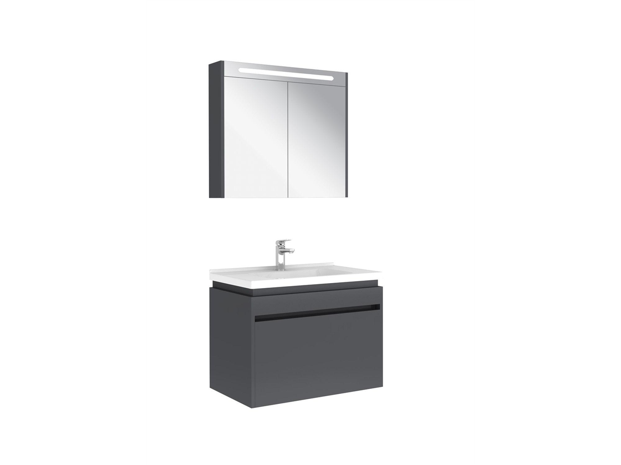 Idea 2.0 Tek Çekmeceli Set Parlak Antrasit 80 Cm