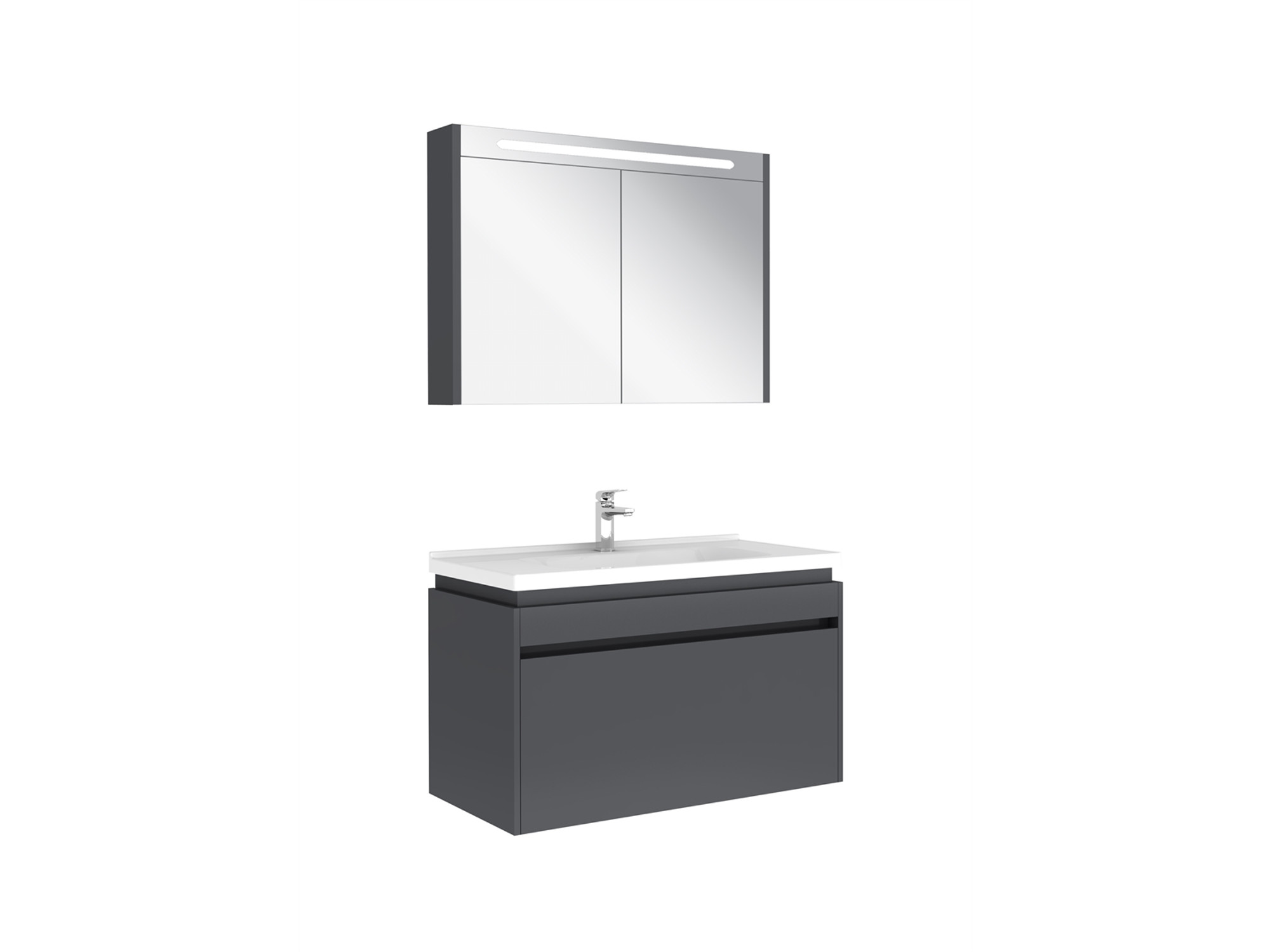 Idea 2.0 Tek Çekmeceli Set Parlak Antrasit 100 Cm
