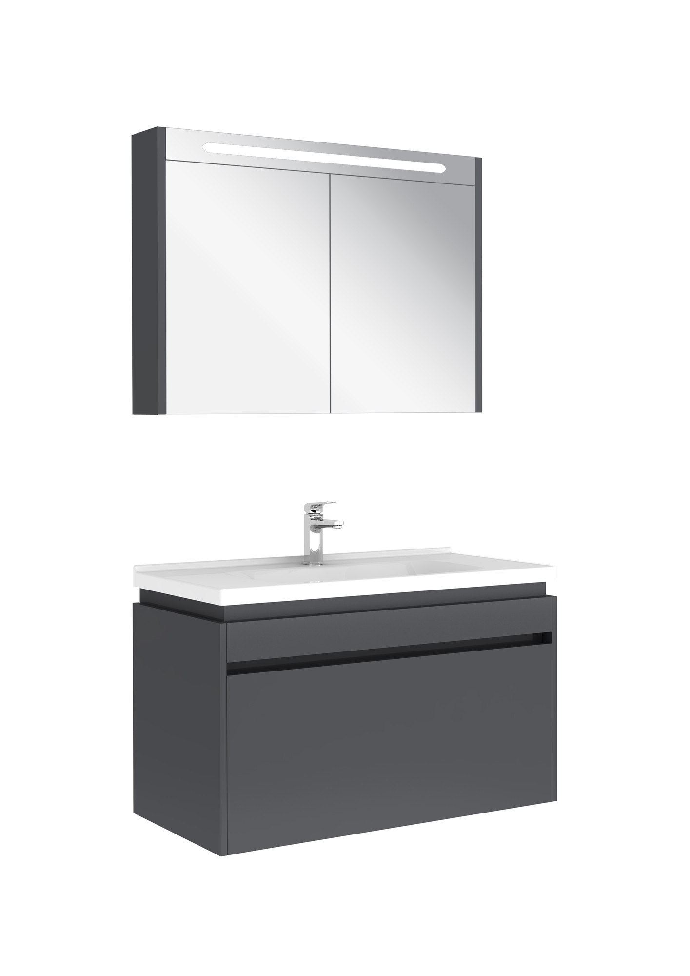 Idea 2.0 Tek Çekmeceli Set Parlak Antrasit 100 Cm