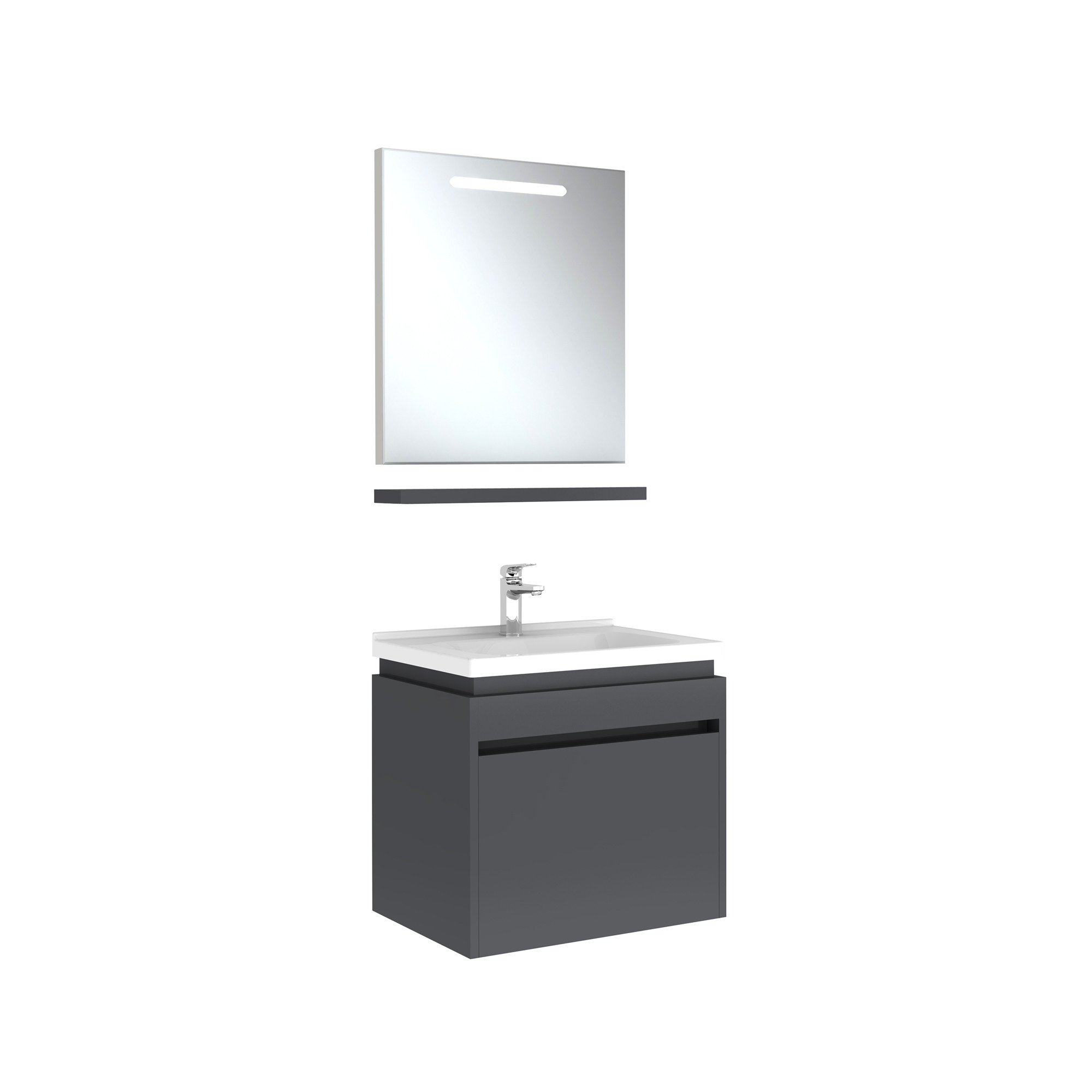 Idea 2.0 Tek Çekmeceli Set Parlak Antrasit 65 Cm