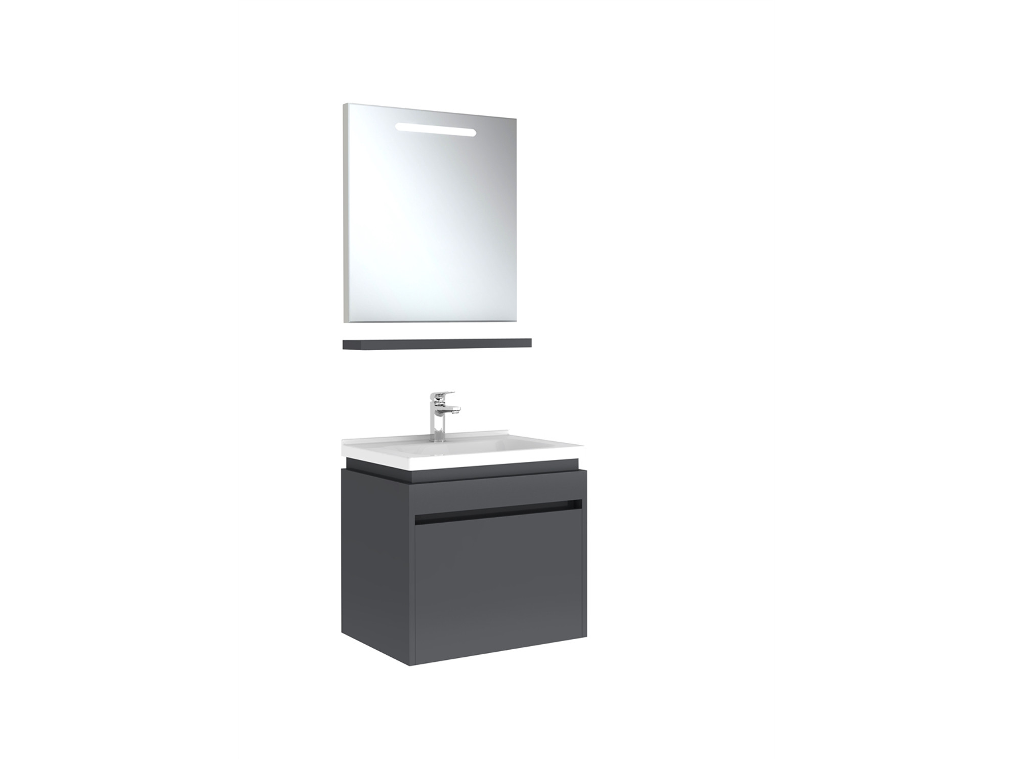 Idea 2.0 Tek Çekmeceli Set Parlak Antrasit 65 Cm