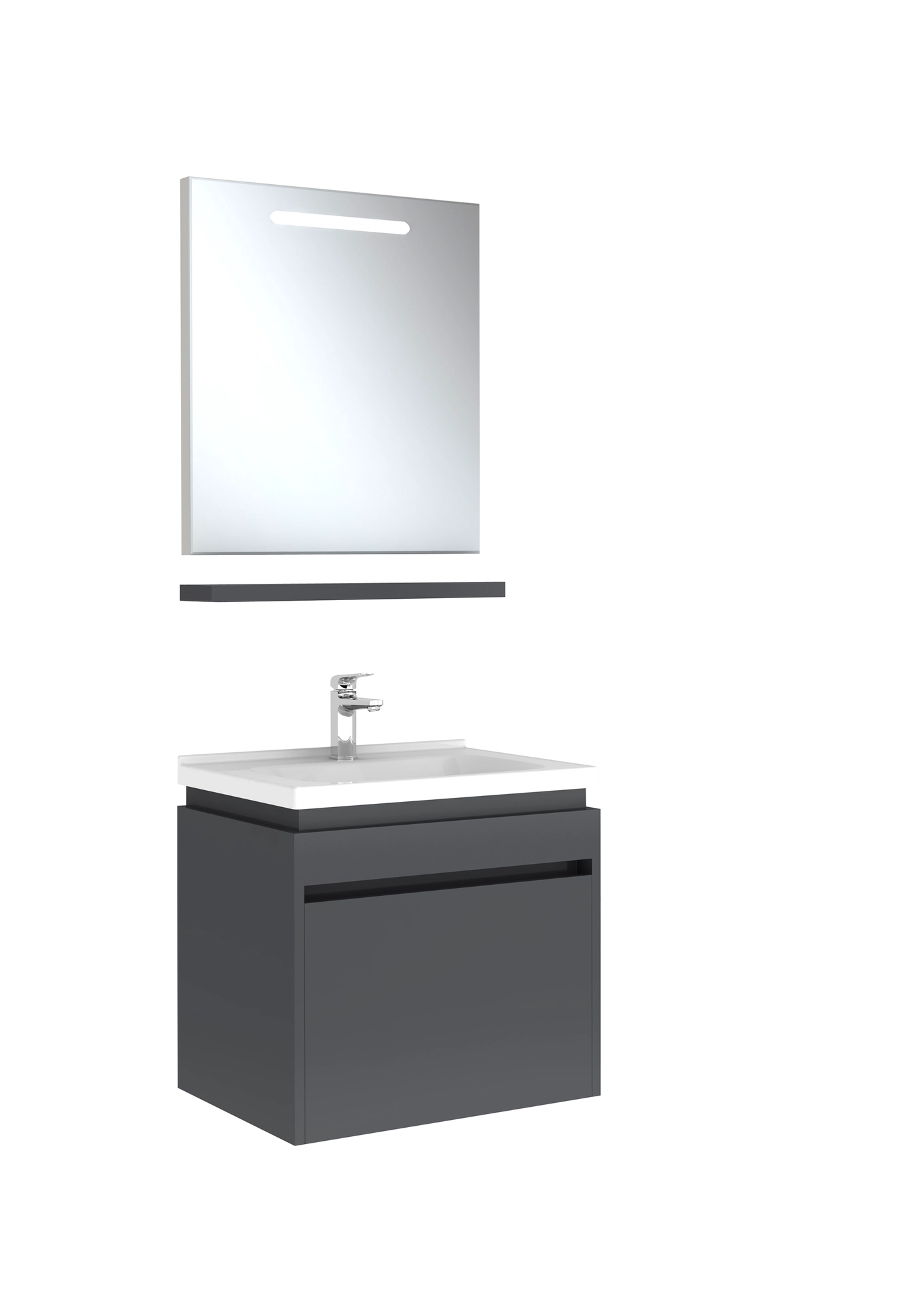 Idea 2.0 Tek Çekmeceli Set Parlak Antrasit 65 Cm