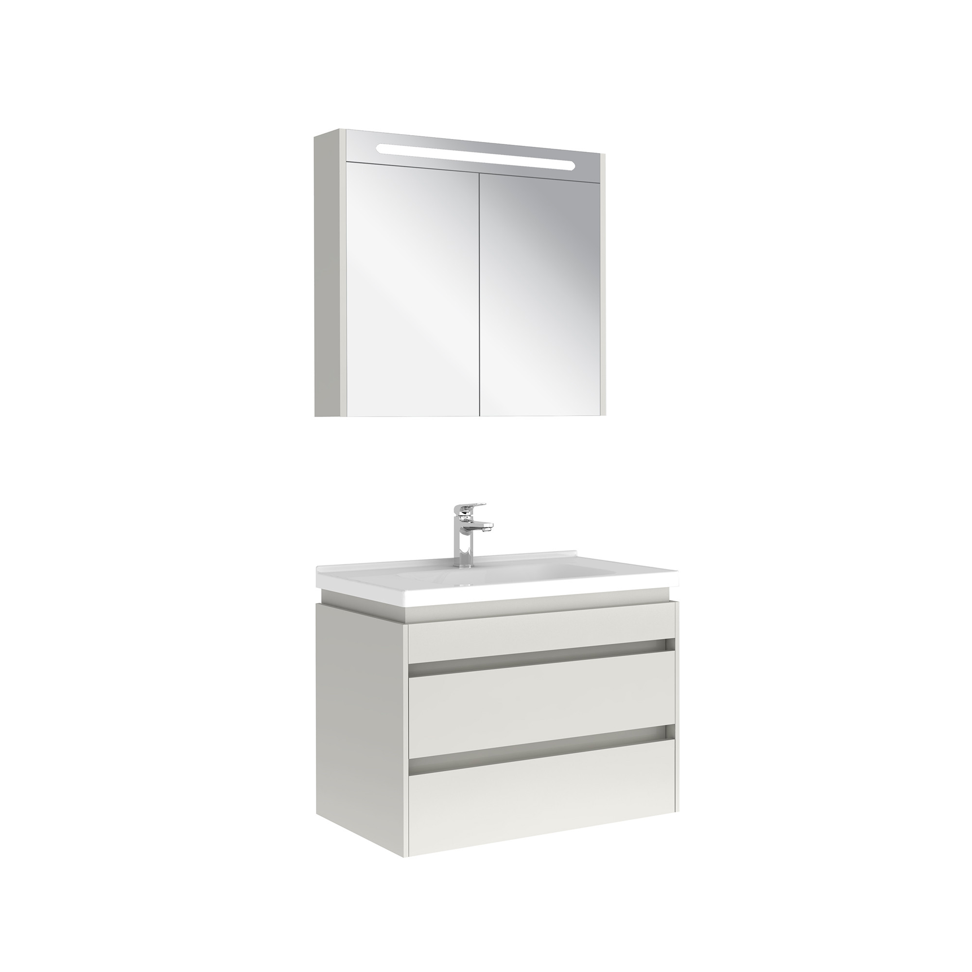 Idea 2.0 Çift Çekmeceli Set Parlak Beyaz 80 Cm