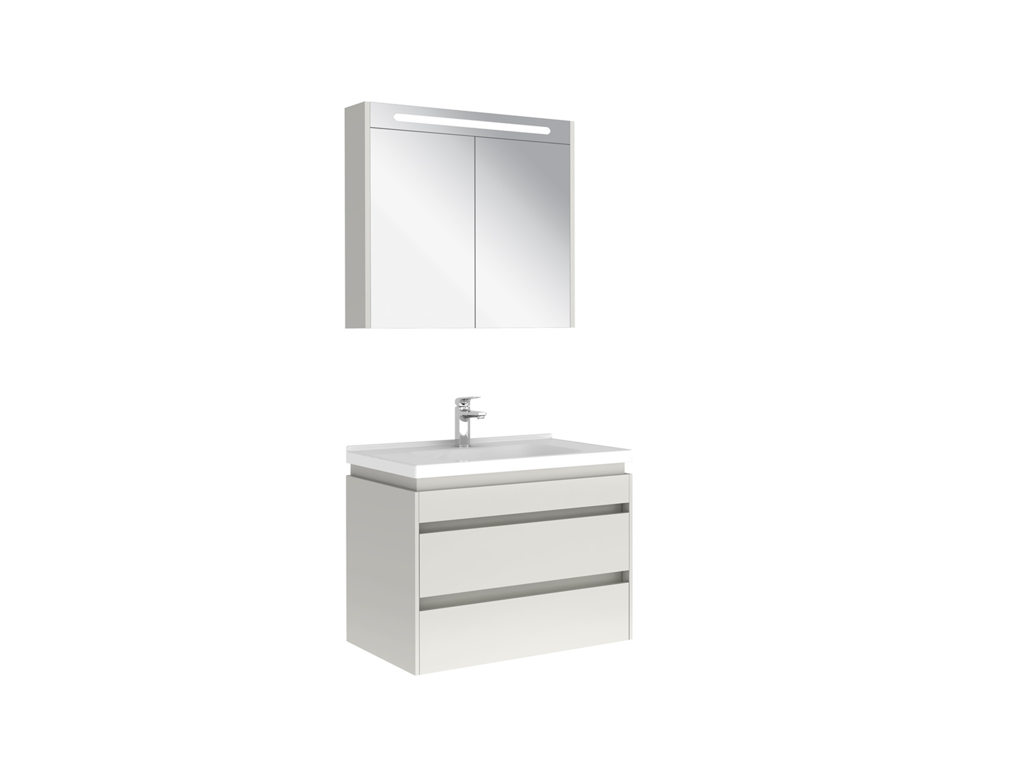 Idea 2.0 Çift Çekmeceli Set Parlak Beyaz 80 Cm